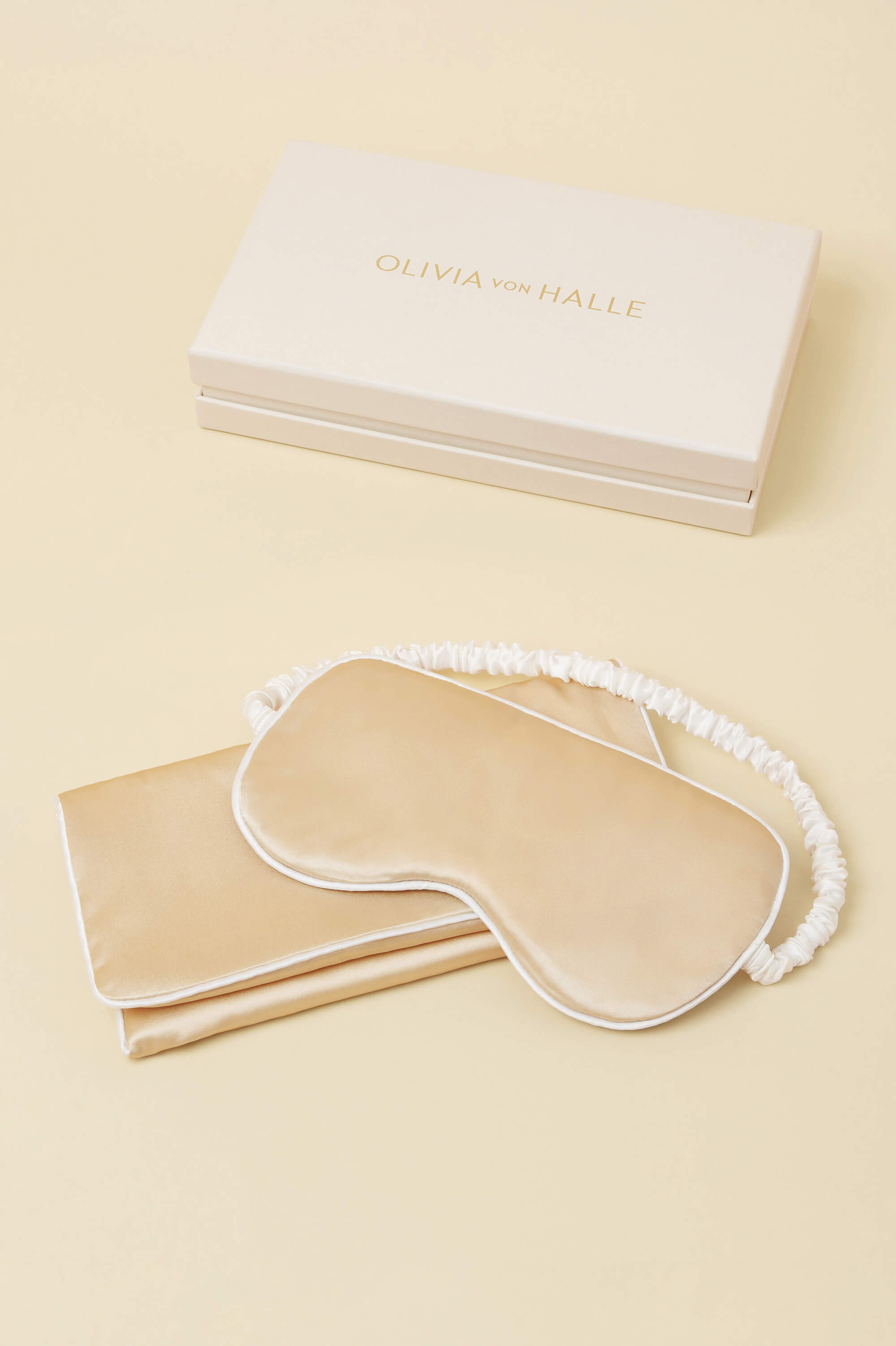 audrey caramel eye mask in silk satin