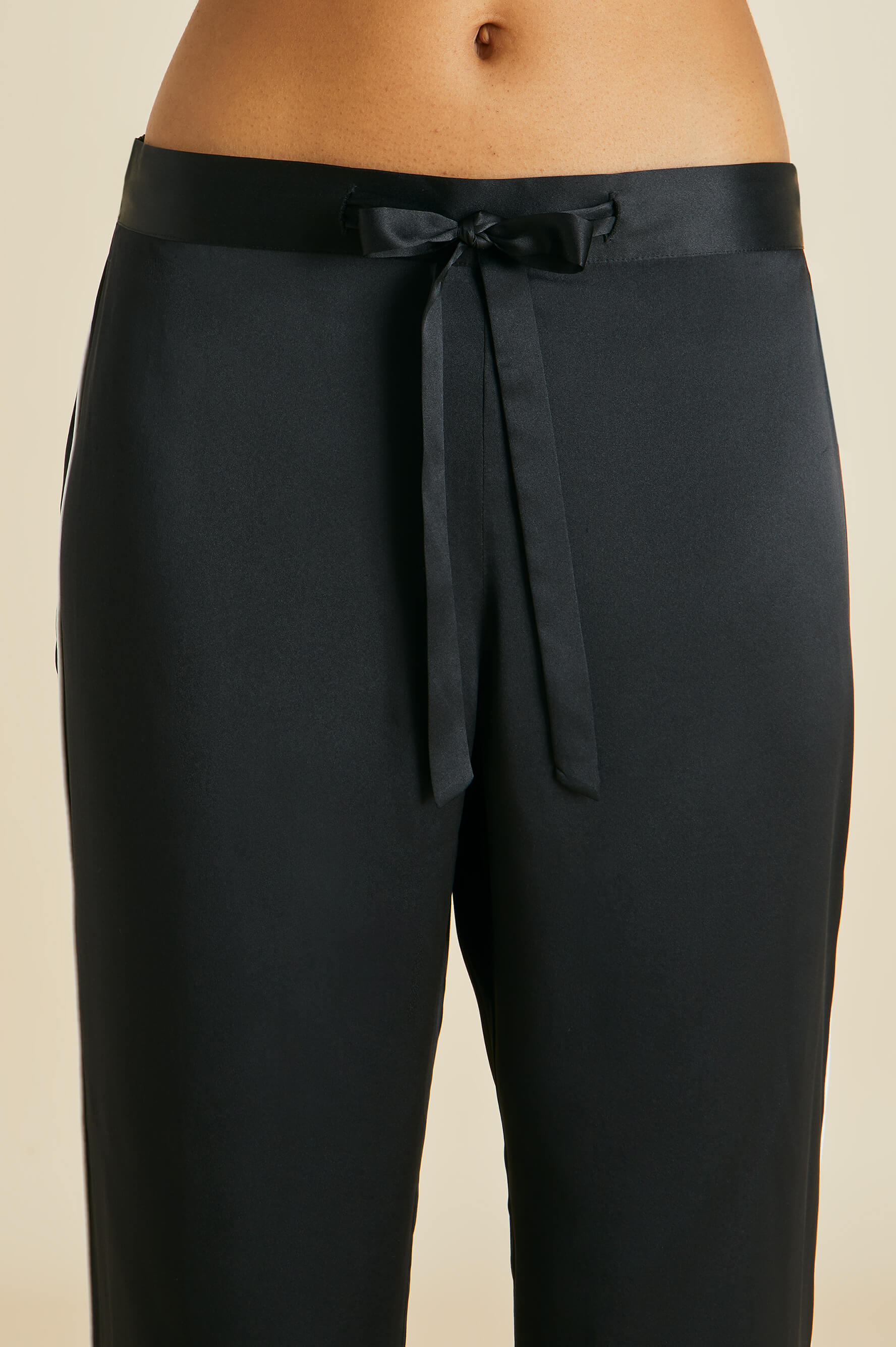 Coco Jet Black Pyjamas in Silk Satin