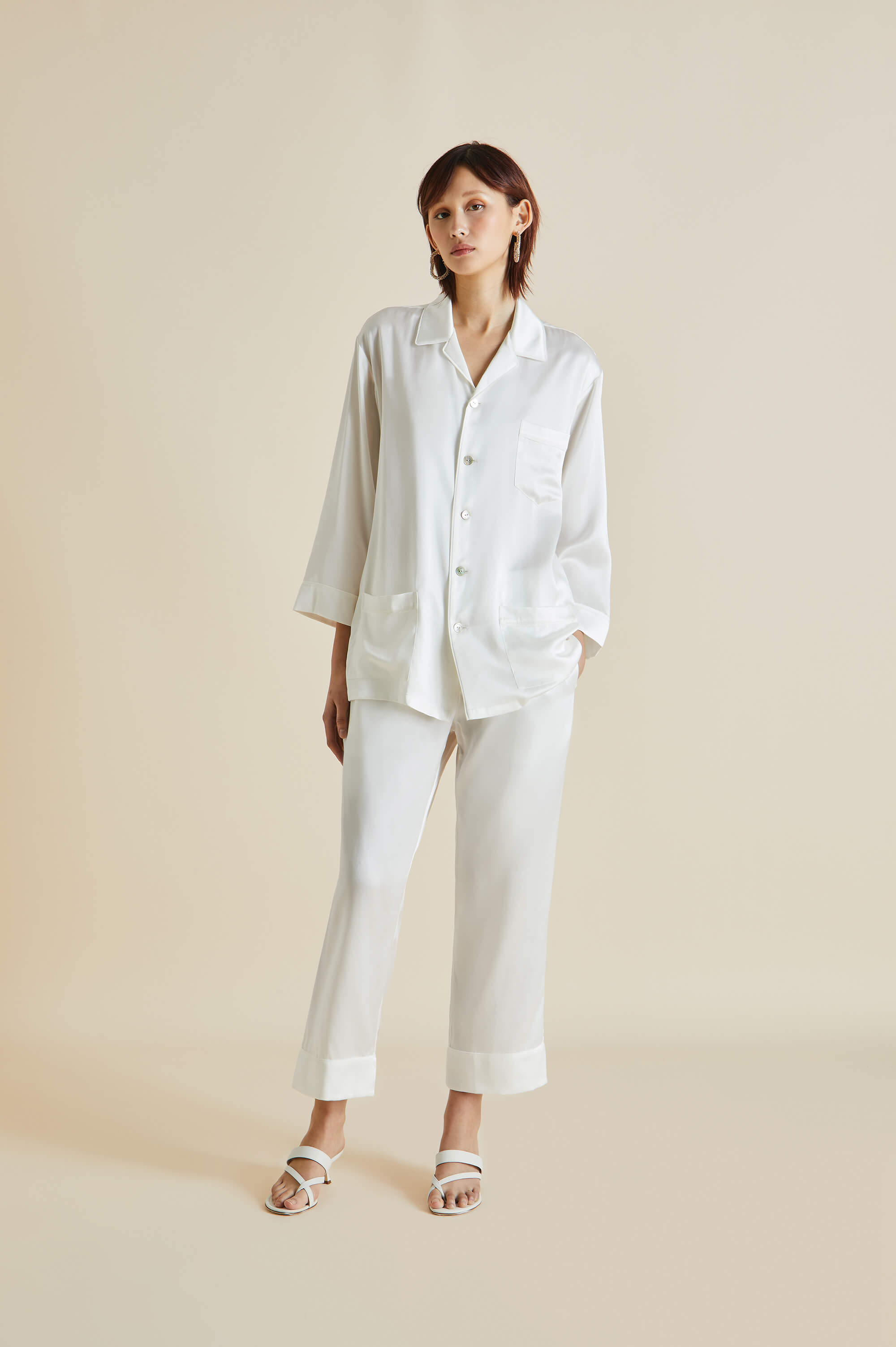 fifi white silk pajama set