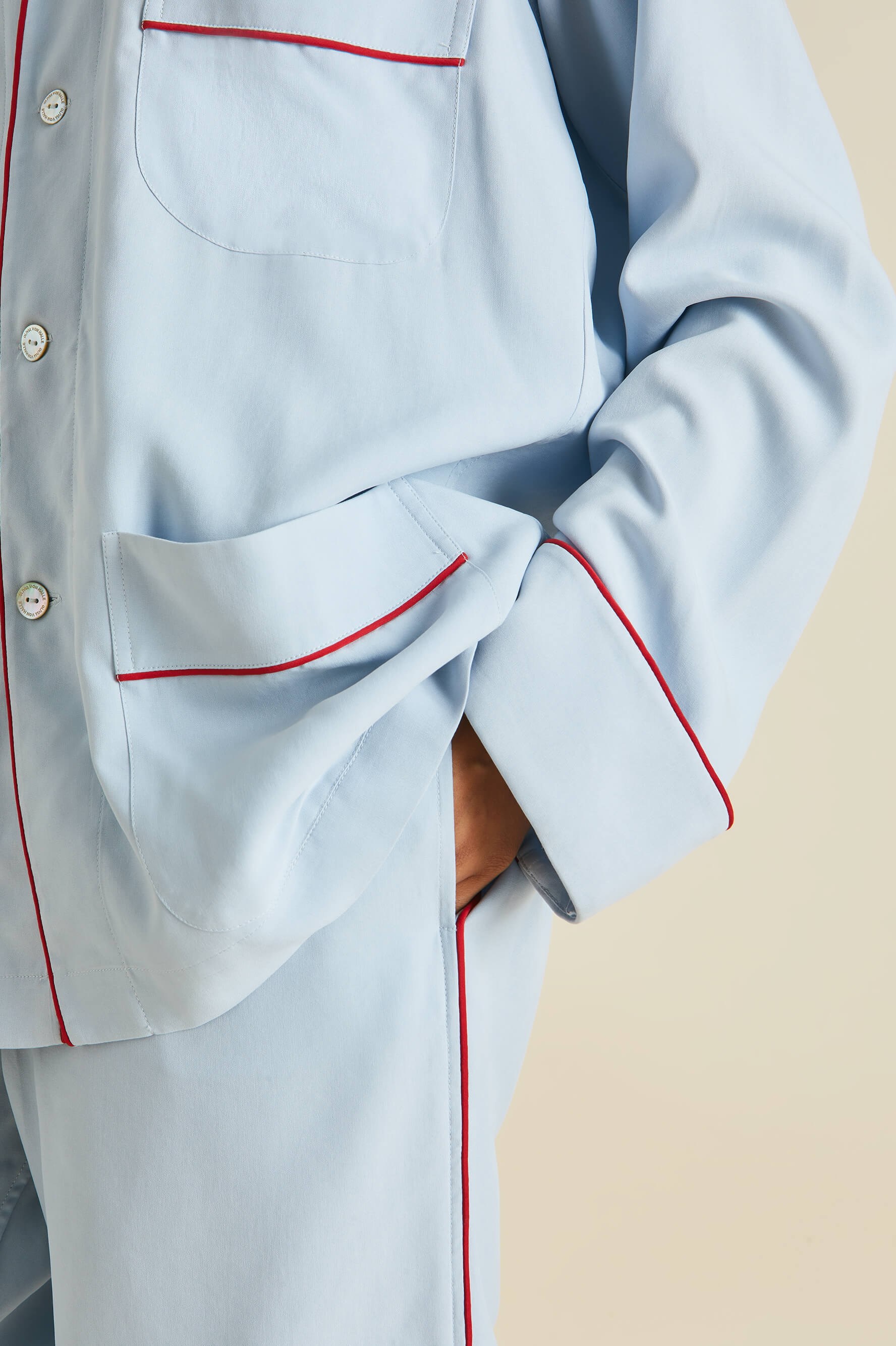 Laurent Cerulean Blue Pyjamas in Sandwashed Silk