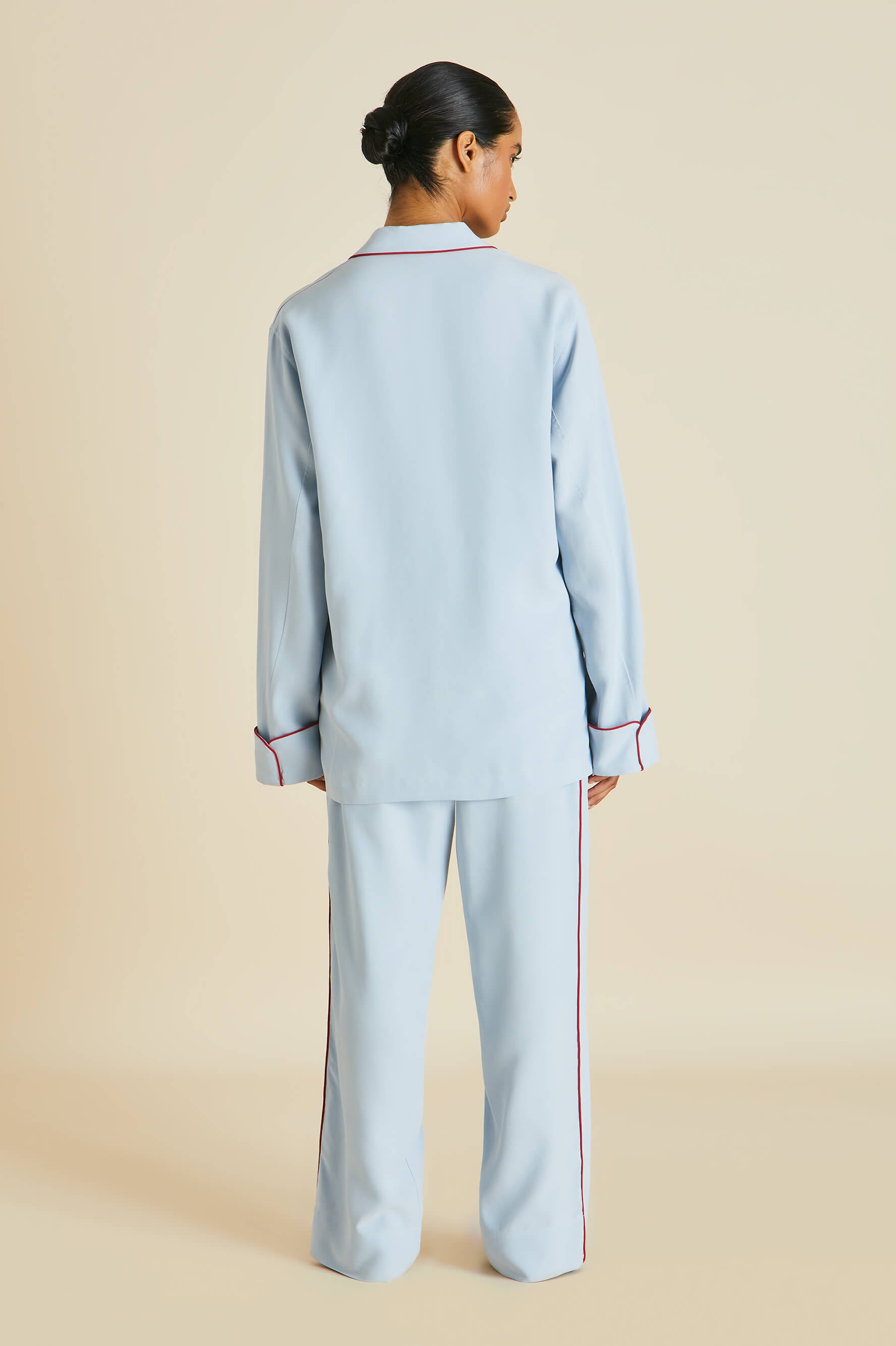 Laurent Cerulean Blue Pyjamas in Sandwashed Silk