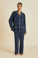 Laurent Navy Pyjama Set in Sandwashed Silk
