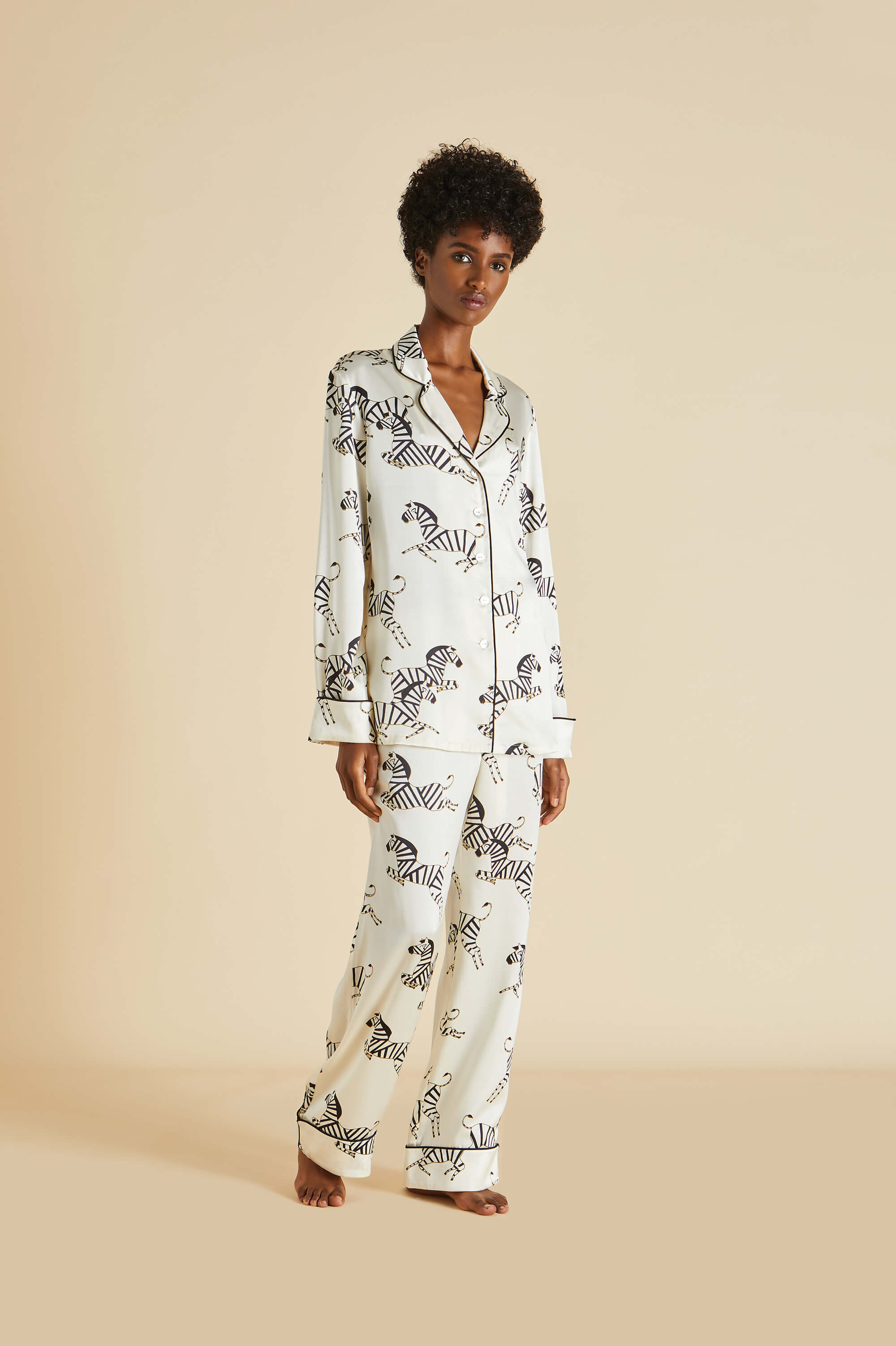 lila zebedee ivory pajamas in silk satin