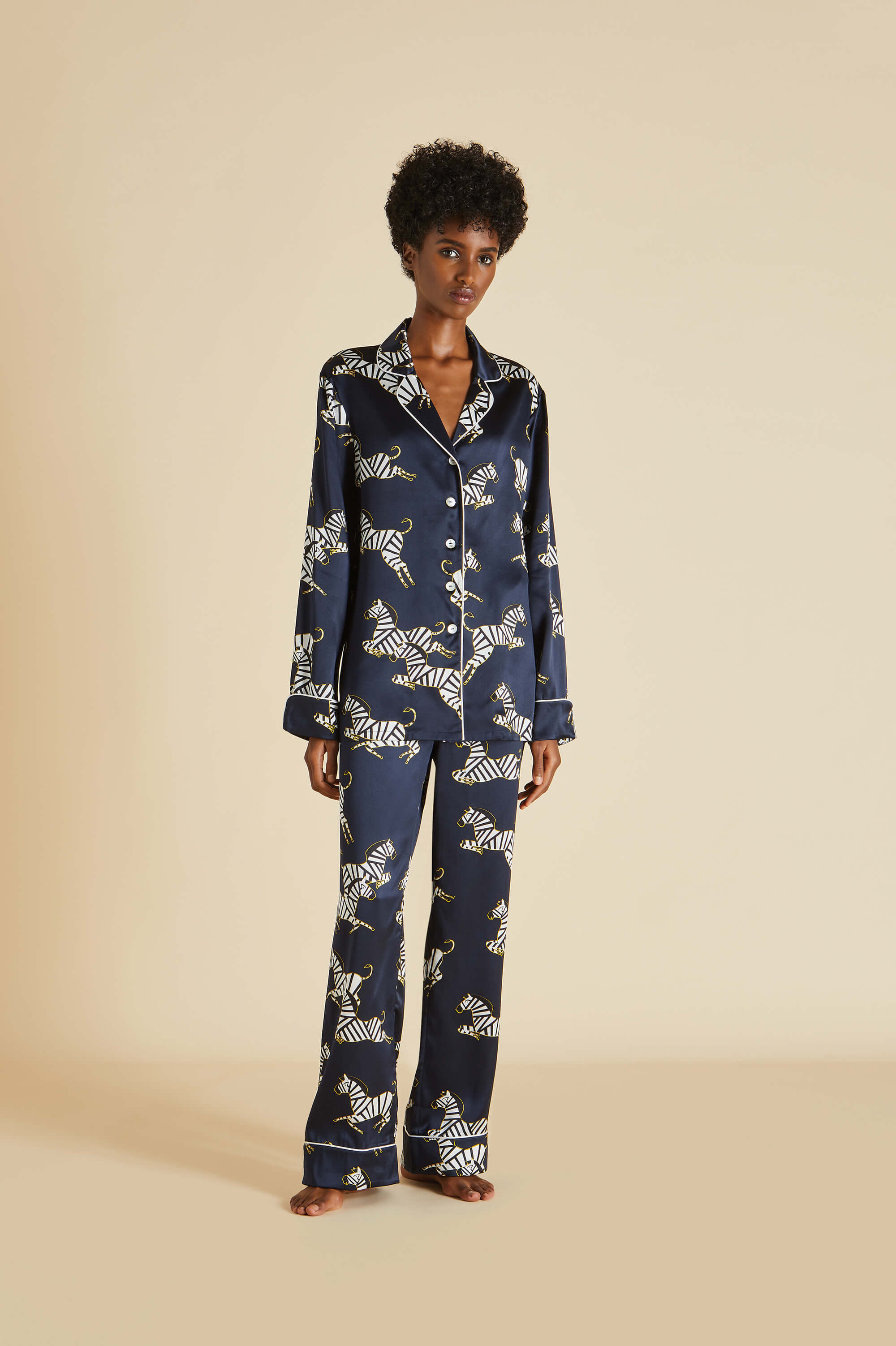 lila zizi navy pyjamas in silk satin