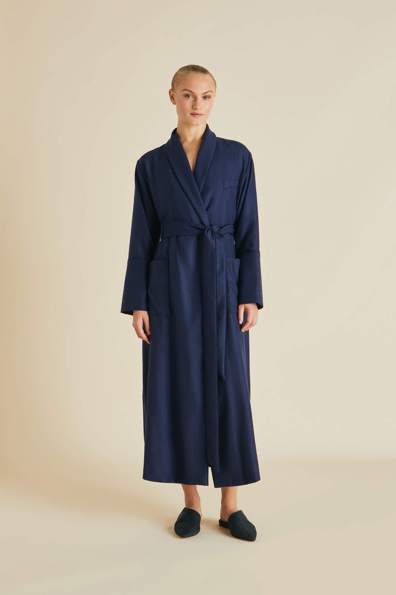 Logan Osaka Navy Robe in Cashmere | Olivia von Halle