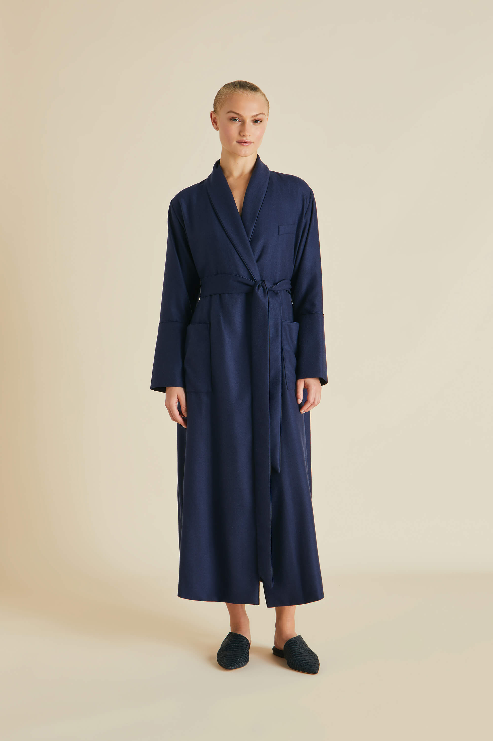 logan osaka navy cashmere robe
