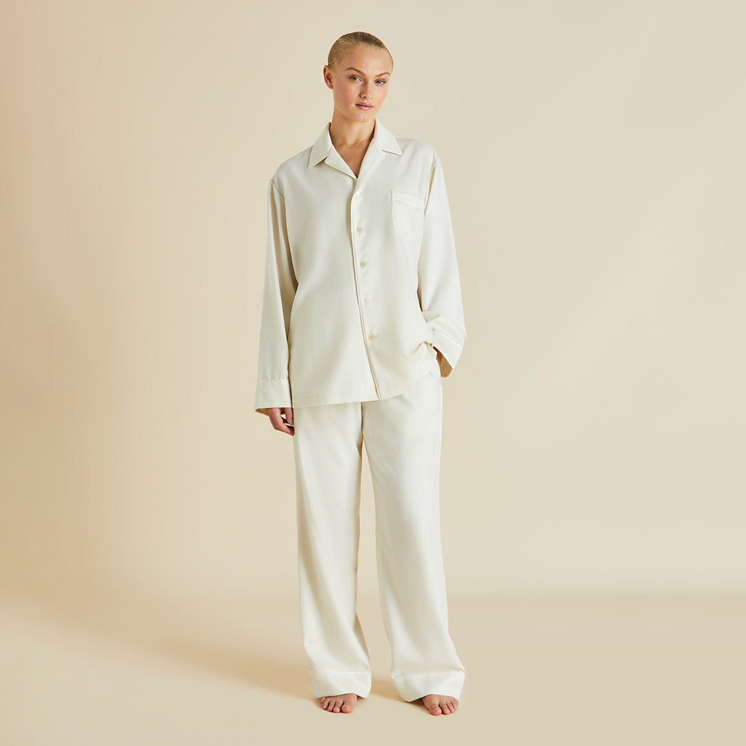 Vanderbilt Aspen Ivory Cashmere Pyjamas - Olivia von Halle