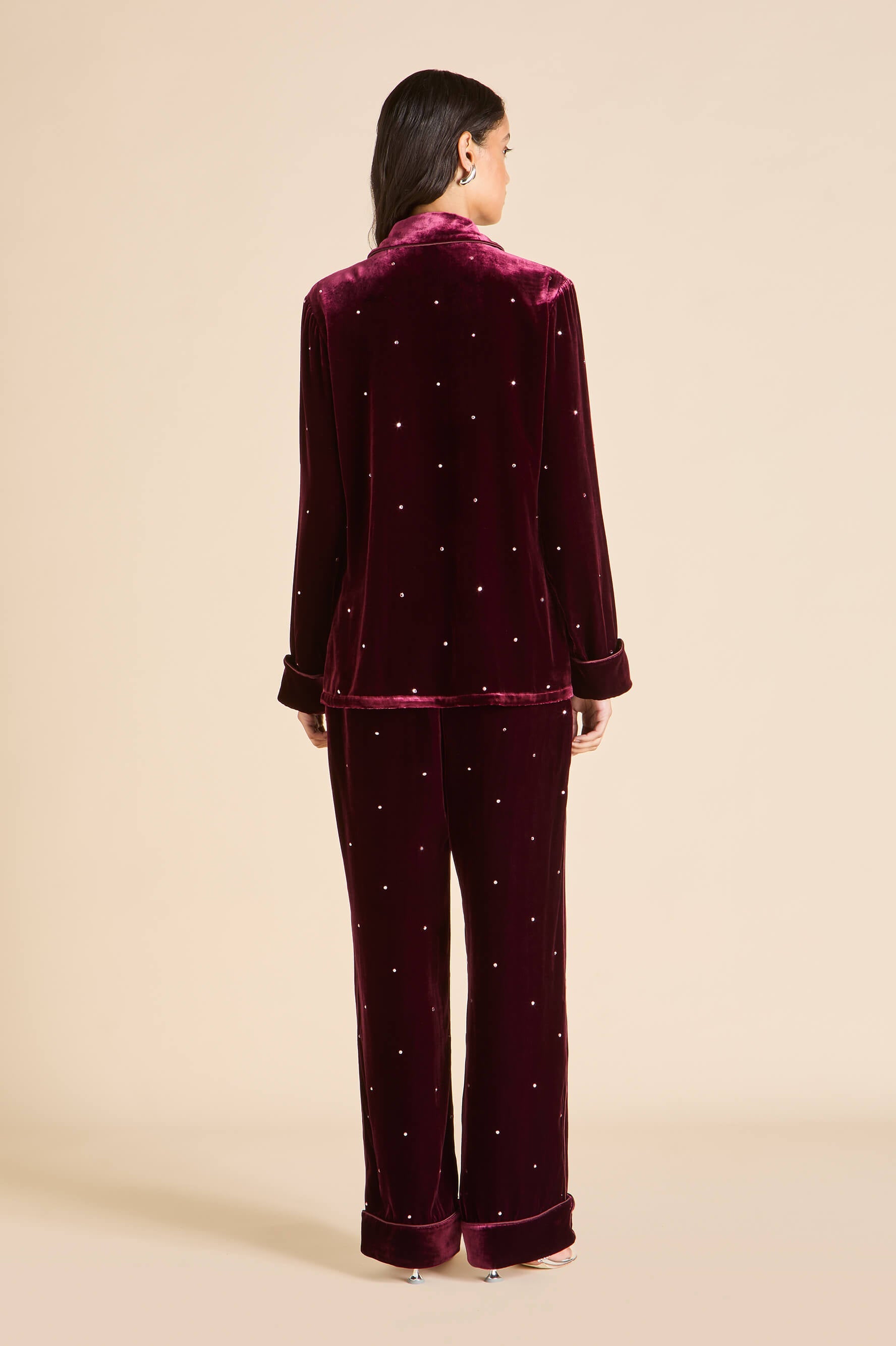 Coco Ritzy Red Crystal Pyjamas in Silk Velvet
