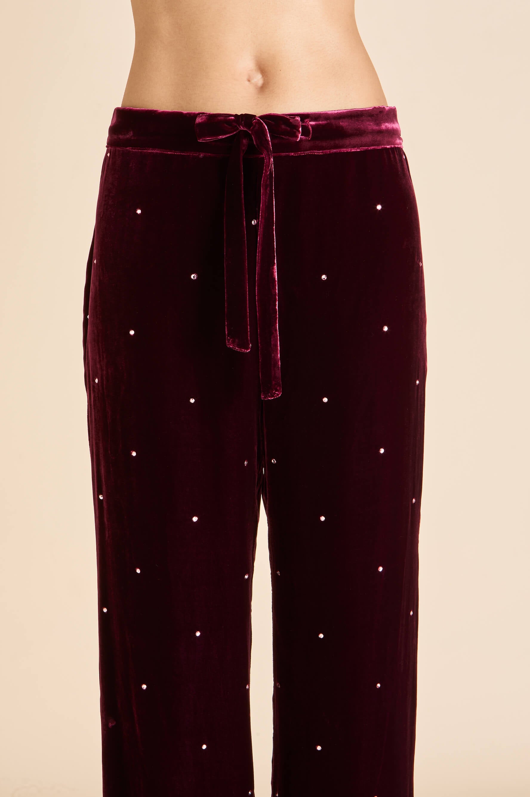 Coco Ritzy Red Crystal Pyjamas in Silk Velvet