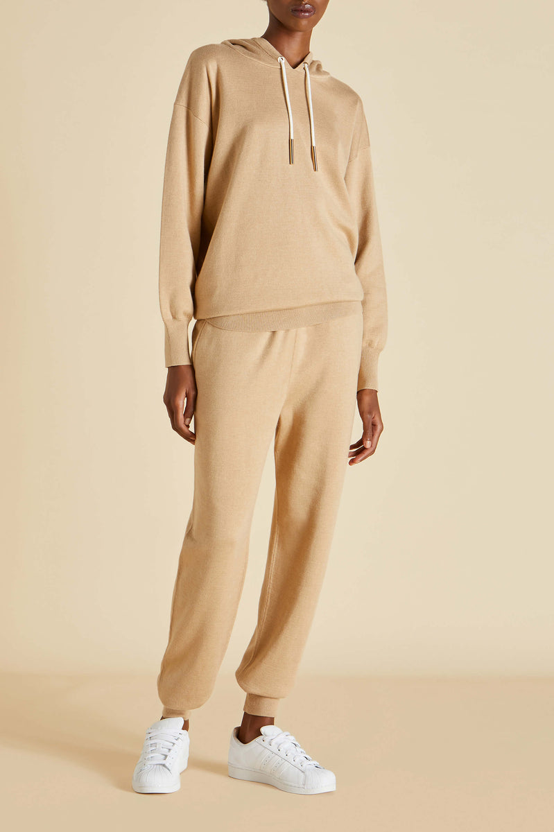 Gia Shanghai Beige Tracksuit in Silk-Cashmere | Olivia von Halle