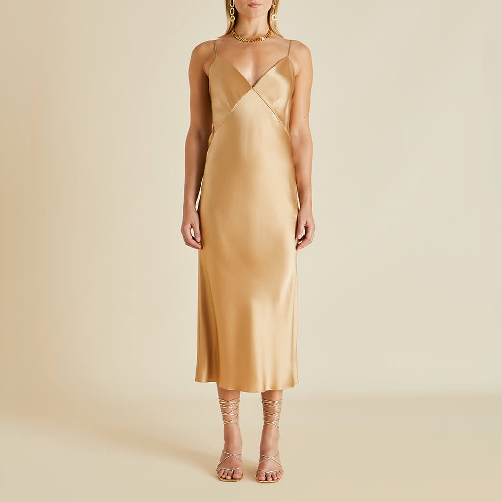 olivia von halle issa silk dress Olivia von Halle Issa Slip Dress in Jet Black