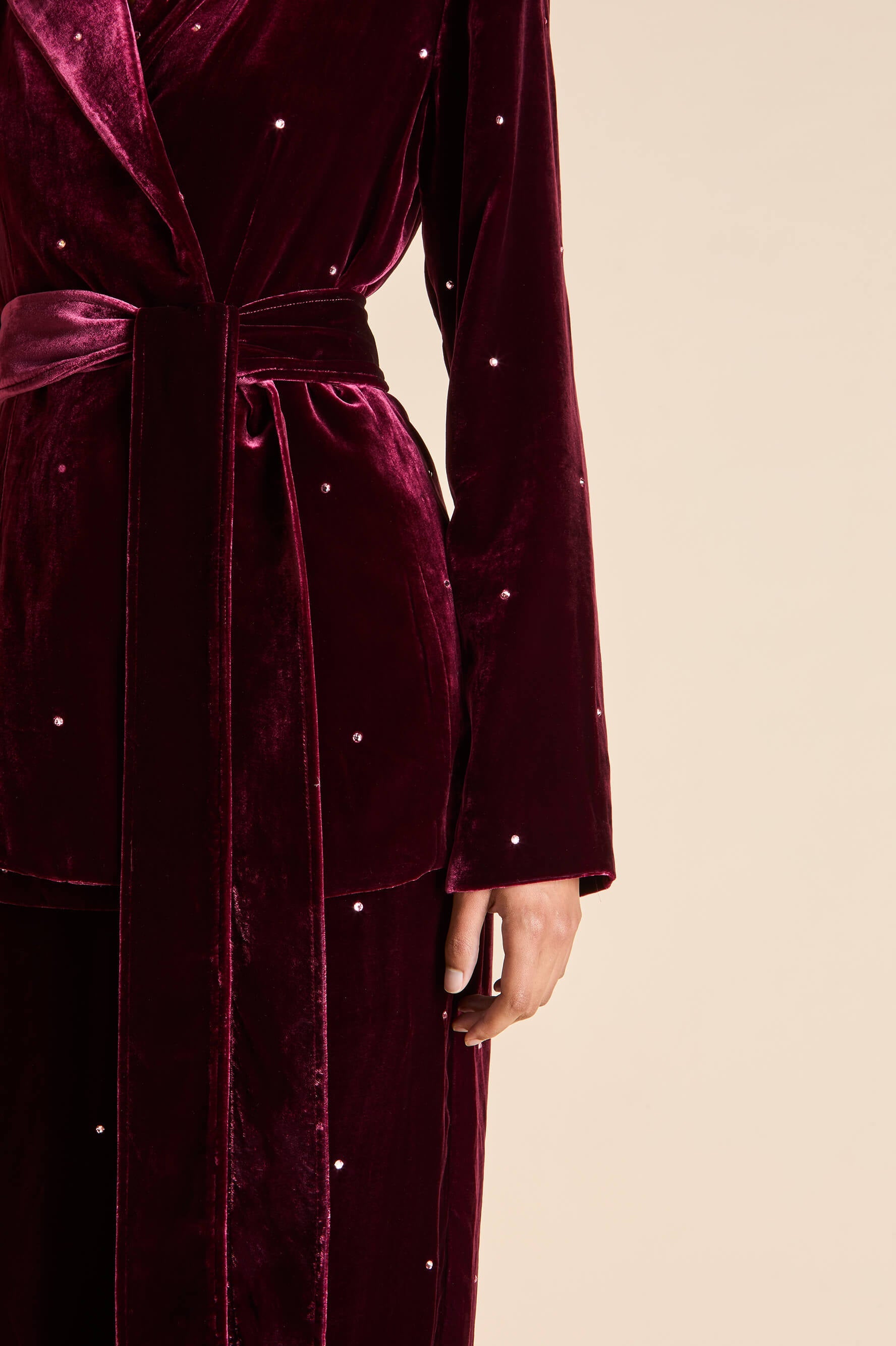 Jagger Ritzy Red Crystal Pyjamas in Silk Velvet