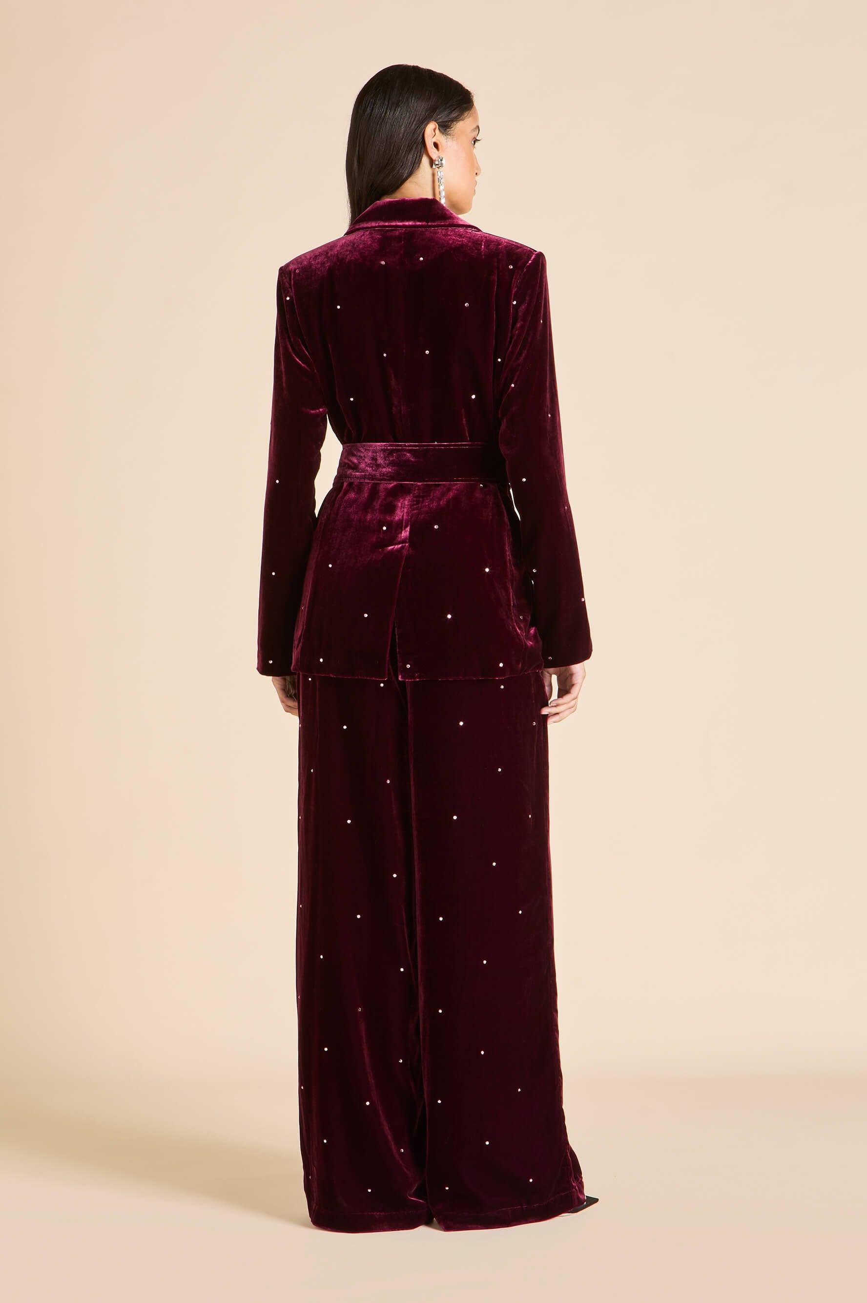 Jagger Ritzy Red Crystal Pyjamas in Silk Velvet