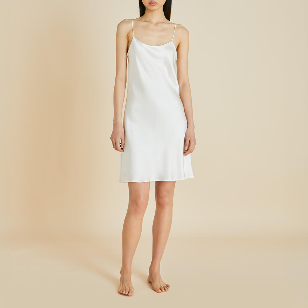 Venus Ivory Slip Dress in Silk Satin | Olivia von Halle