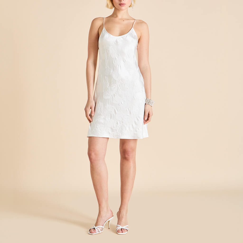 Venus Liliana Ivory Floral Slip Dress in Silk Jacquard