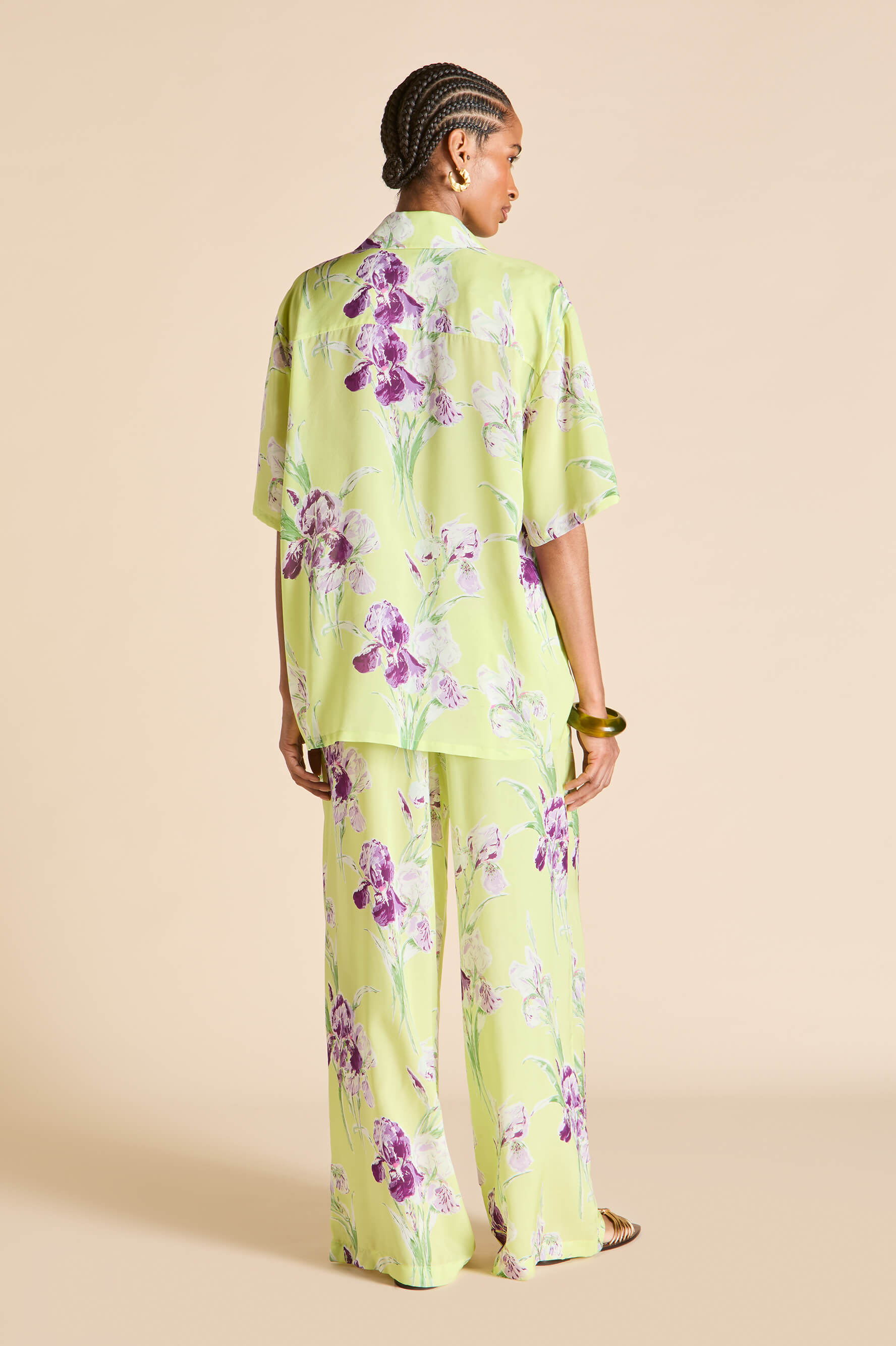 Alabama Sundial Green Floral Pyjamas in Silk-Chiffon