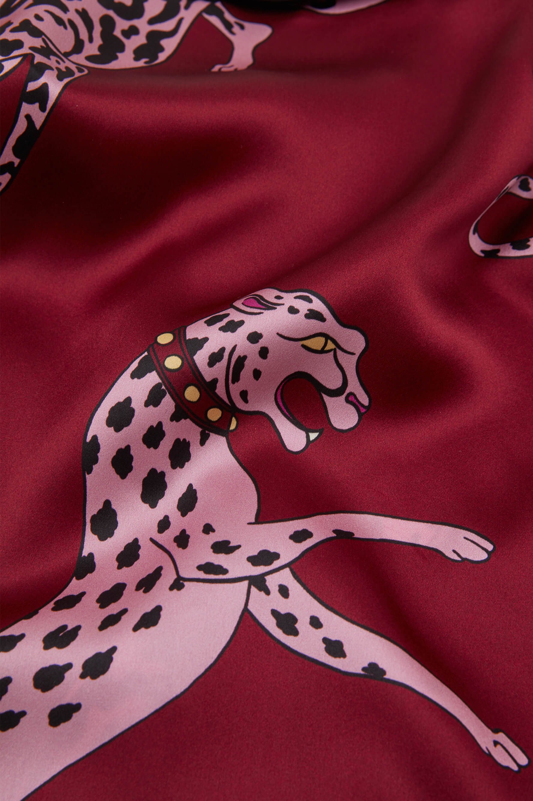 Alba Cherie Red Leopard Pyjamas in Silk Satin