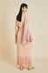 Amina Shell Pink Fringed Robe in Sandwashed Silk