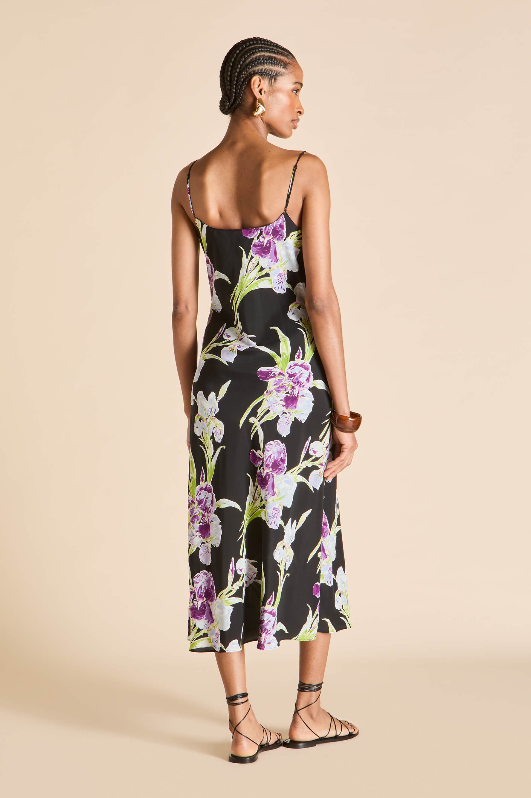 Artemis Moonglade Black Floral Dress in Silk Crêpe de Chine