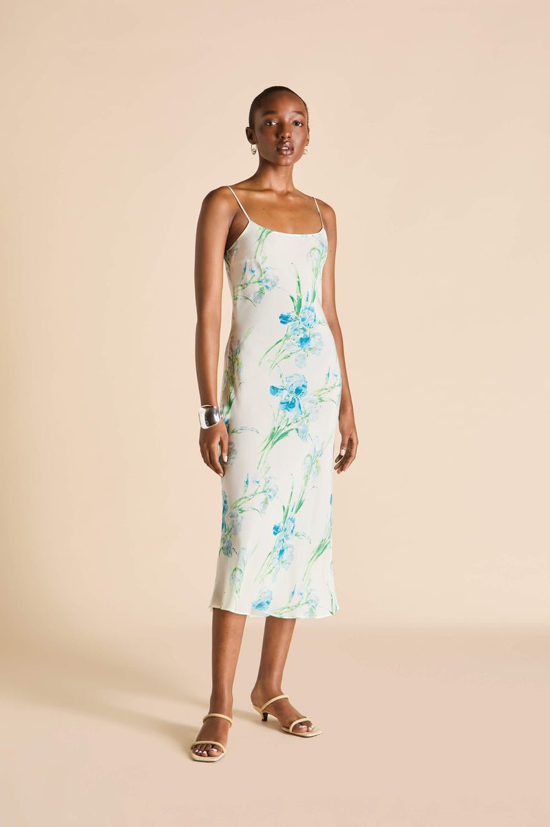 Artemis Samphire Ivory Floral Dress in Silk-Chiffon | Olivia von Halle