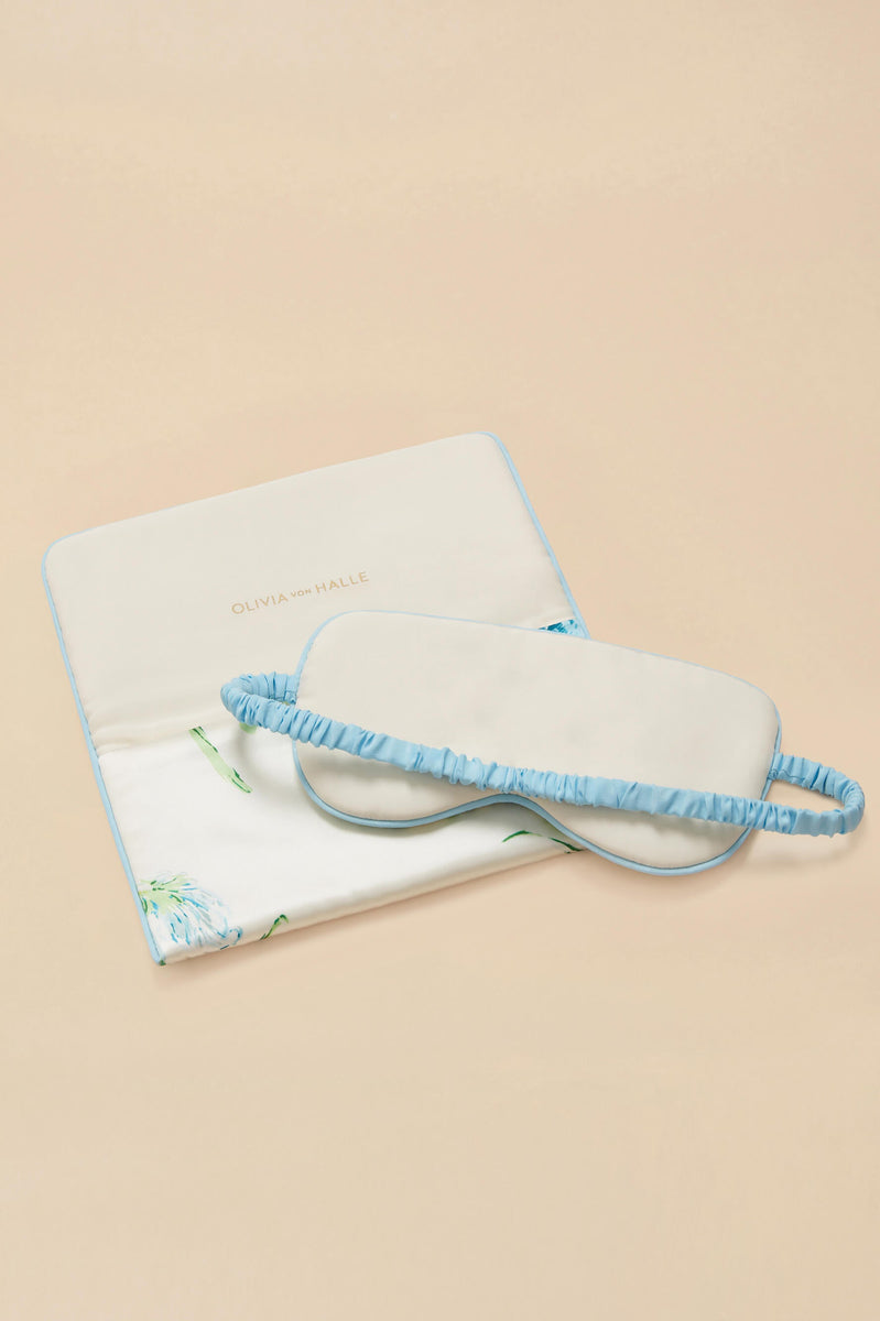 Audrey Cosmos Green Leopard Eye Mask in Silk Satin