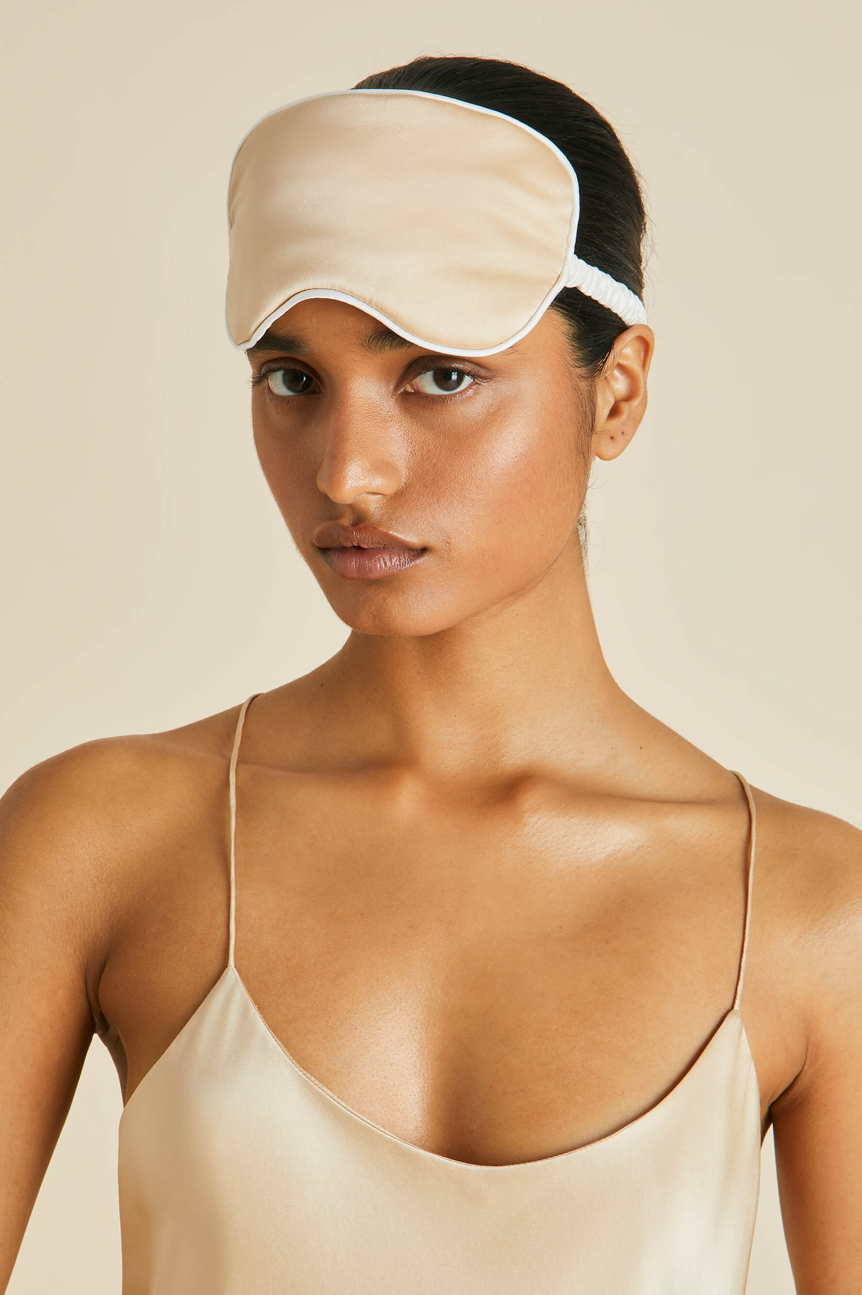 Audrey Caramel Eye Mask in Silk Satin