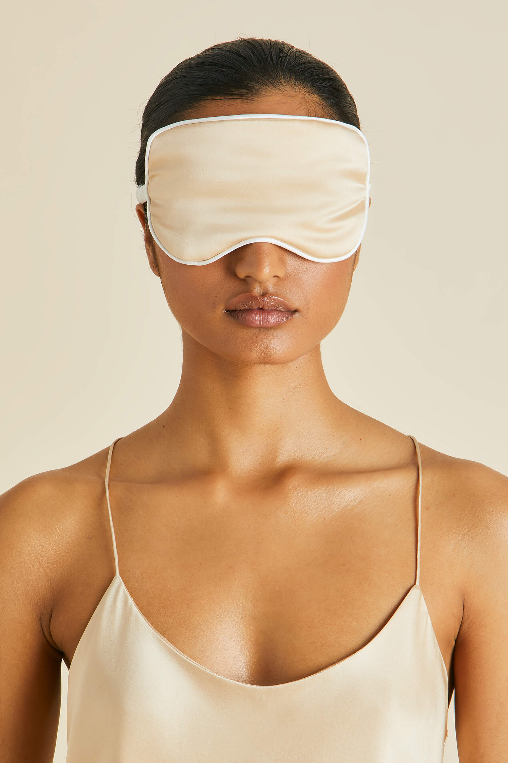 Audrey Caramel Eye Mask in Silk Satin