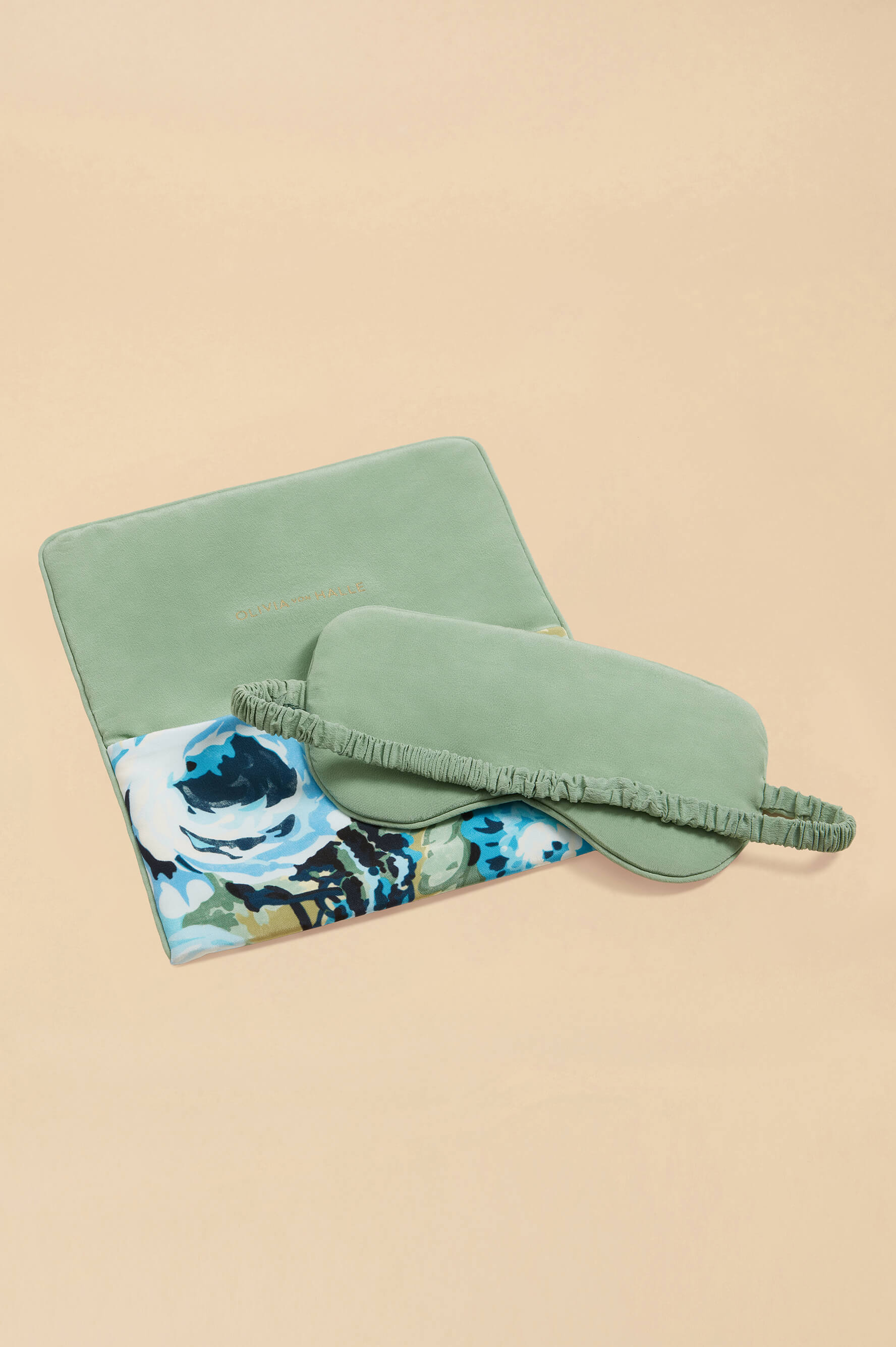 audrey jardin blue floral eye mask in silk crêpe de chine