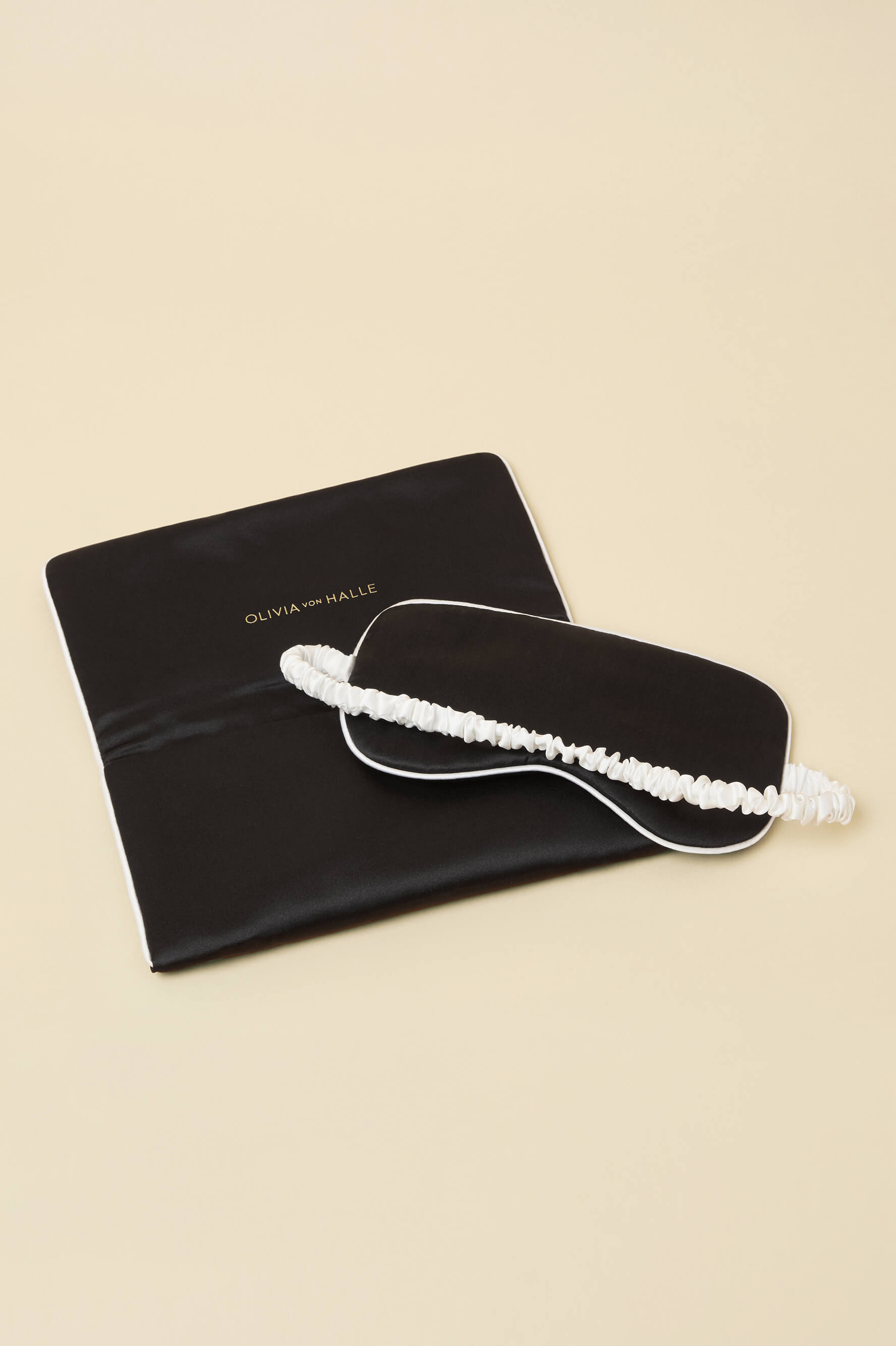 Audrey Jet Black Eye Mask in Silk Satin