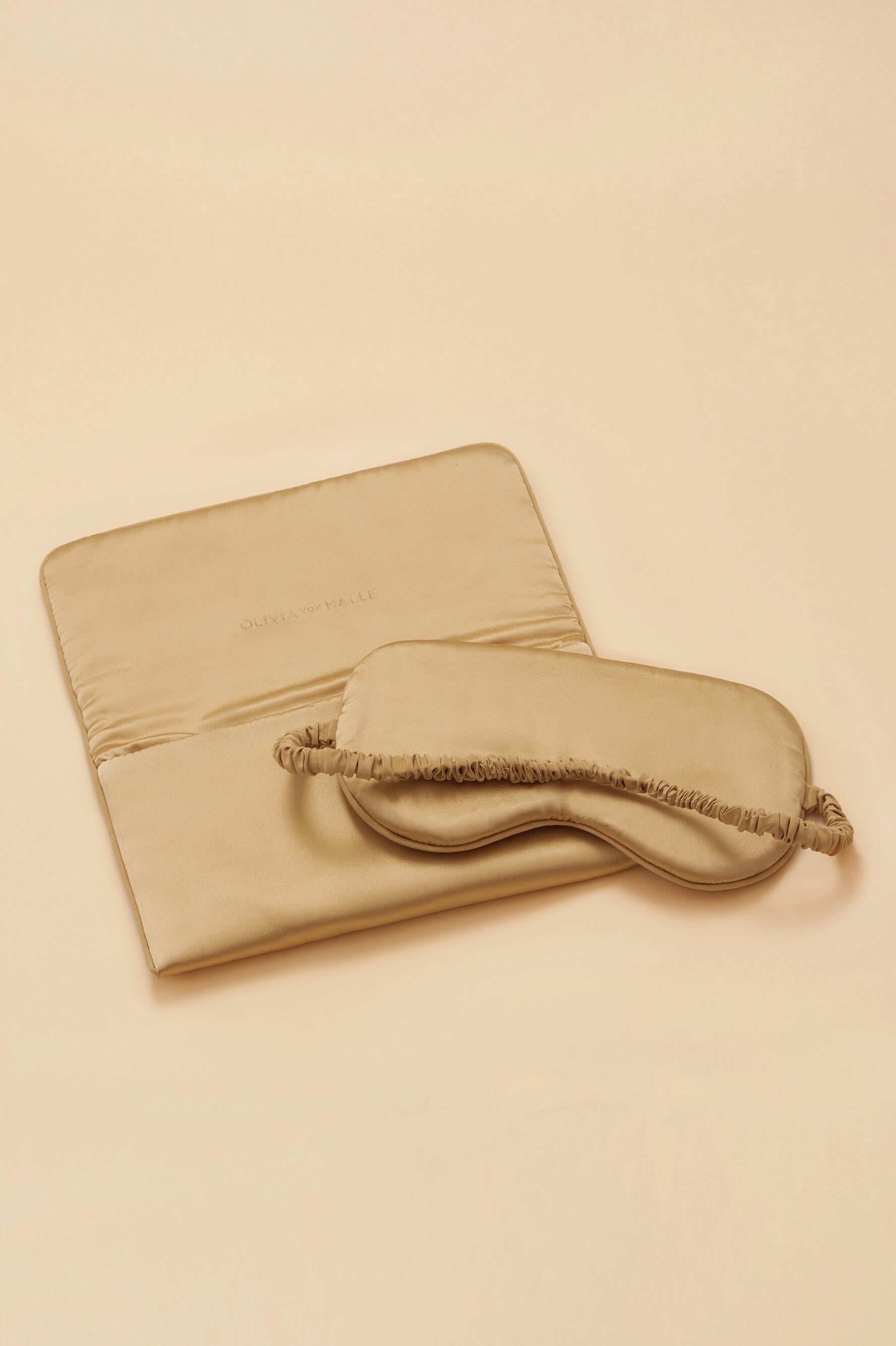 audrey lune caramel embellished eye mask in silk satin