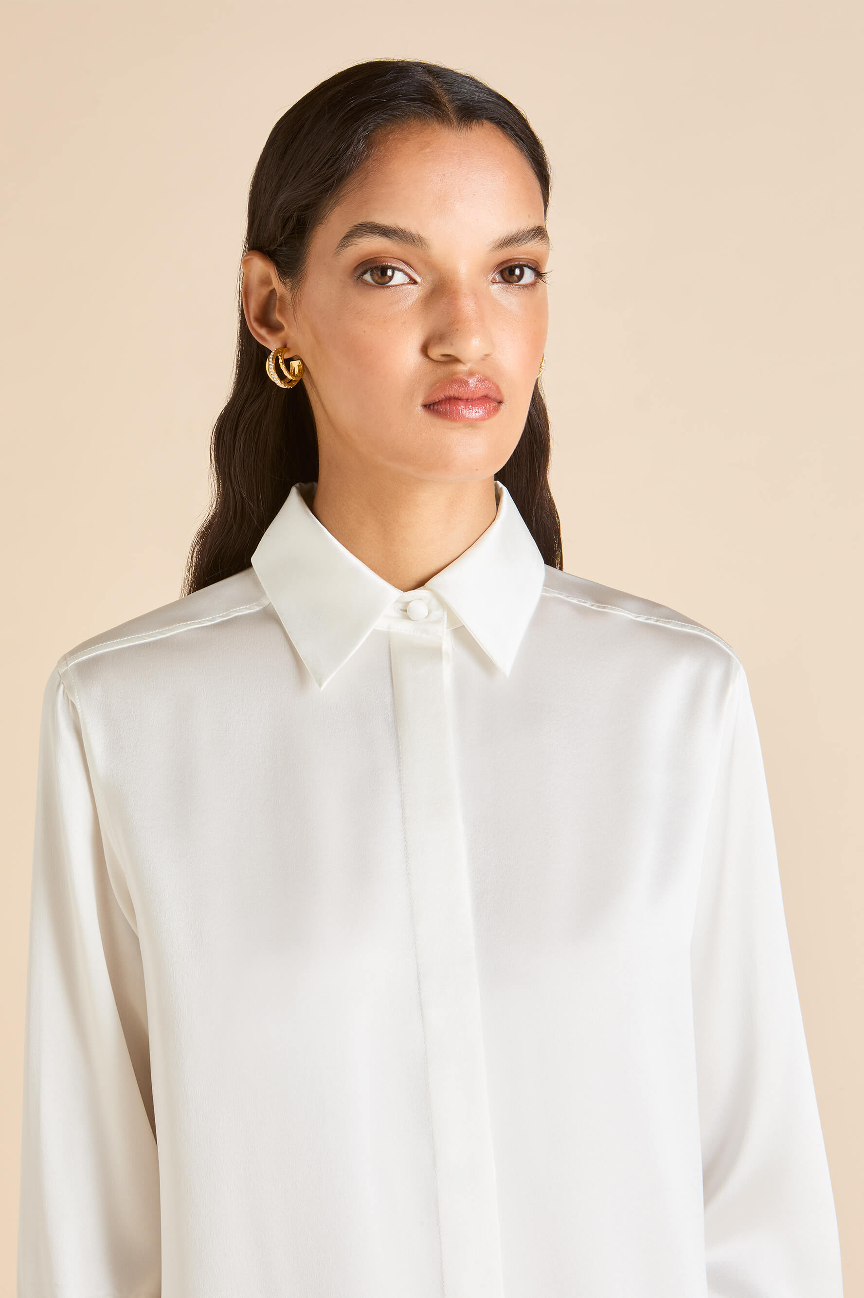 bacall ivory pyjamas in silk satin