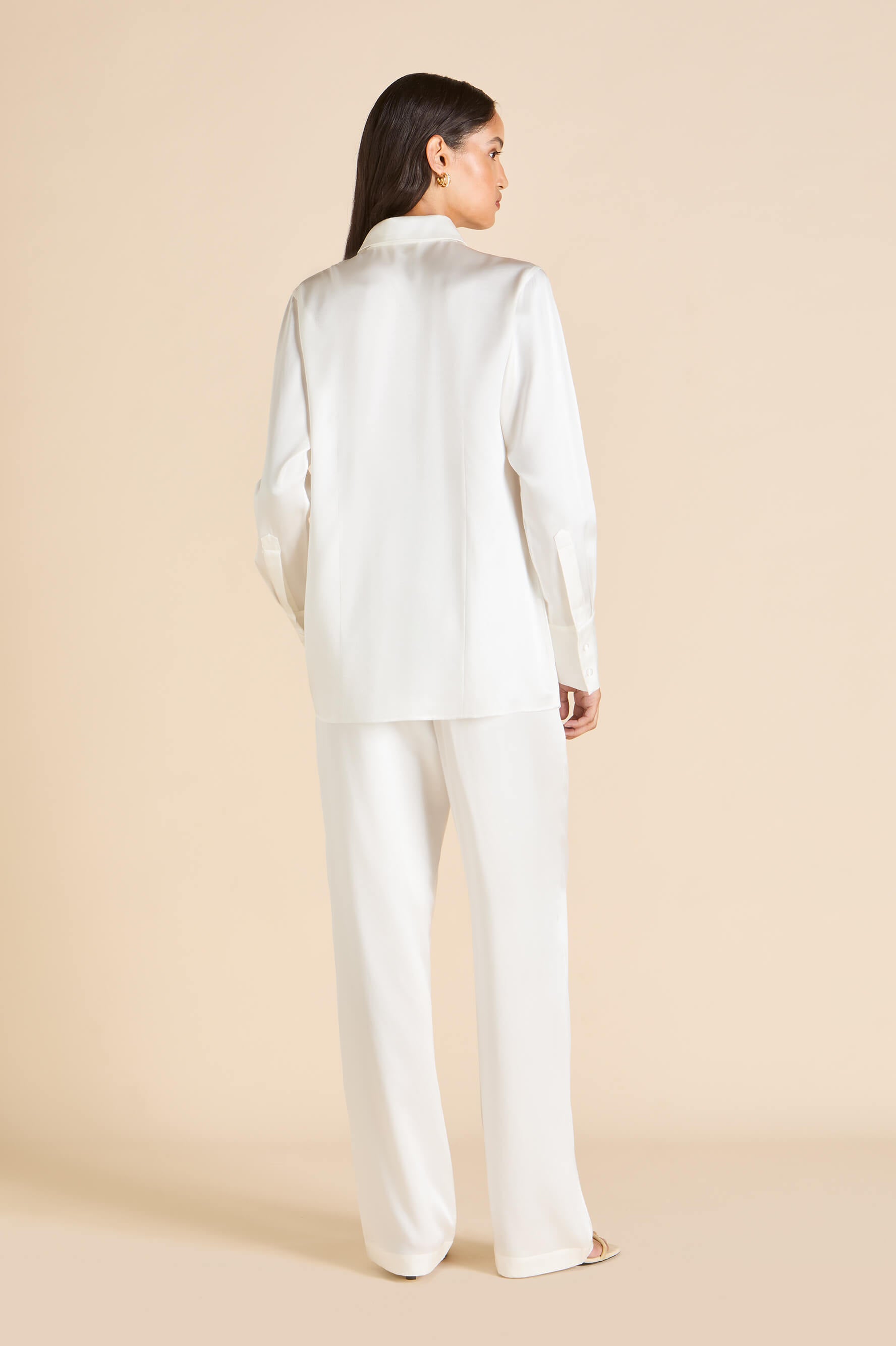 Bacall Ivory Pajamas in Silk Satin