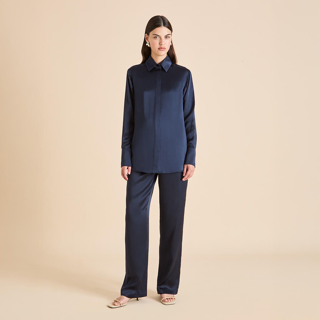 Bacall Ivory Pyjamas in Silk Satin