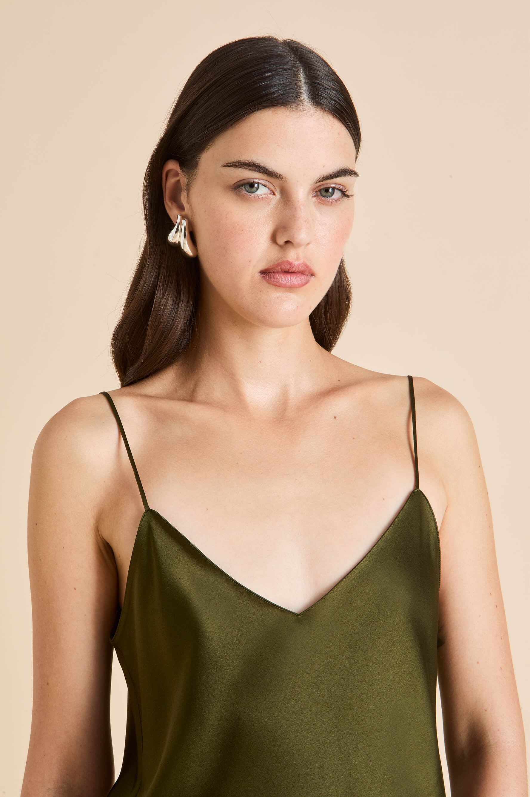 bliss ivy green camisole set in silk satin