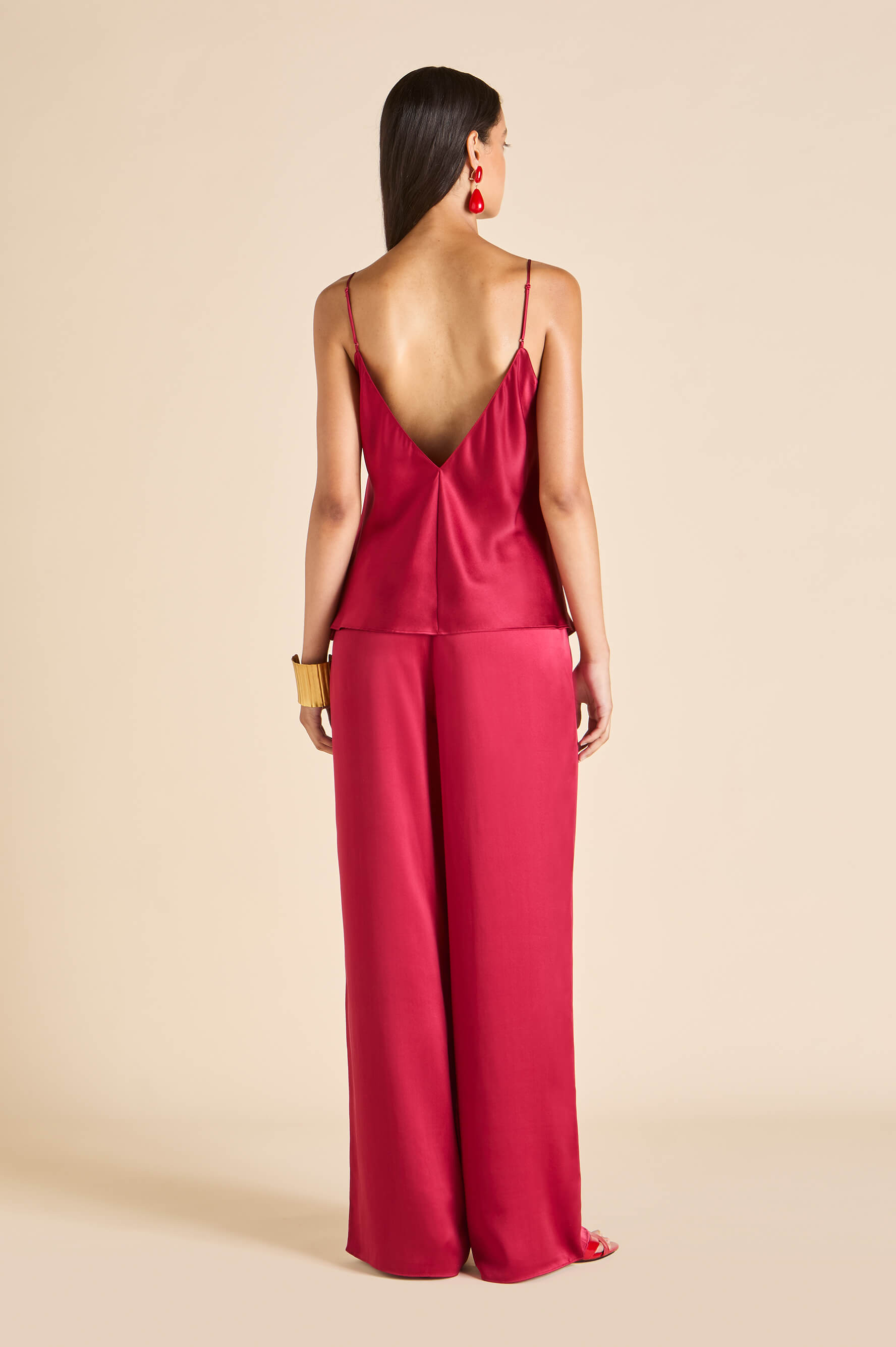 Bliss Russet Red Camisole Set in Silk Satin
