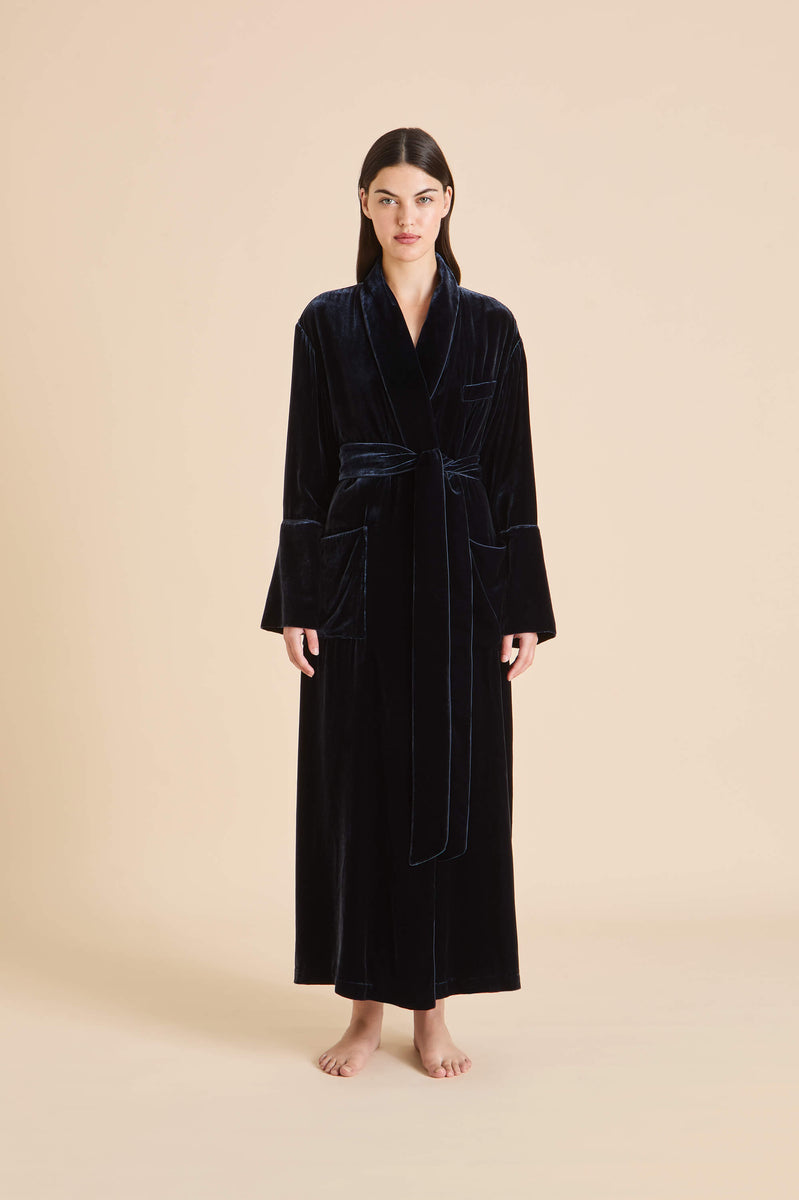 Capability Eclipse Navy Robe in Silk Velvet