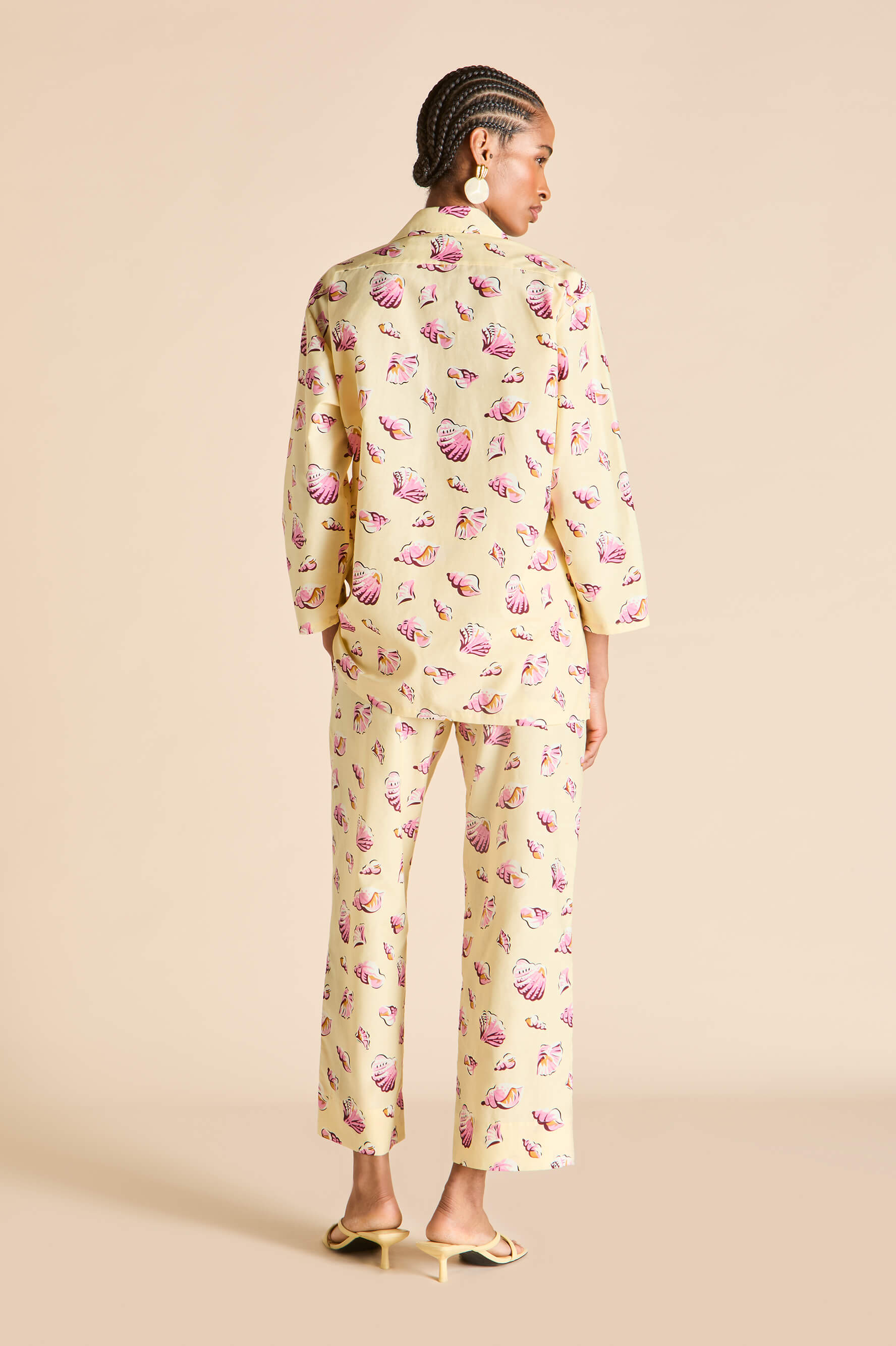 Casablanca Helios Yellow Seashell Pyjamas in Cotton-Silk