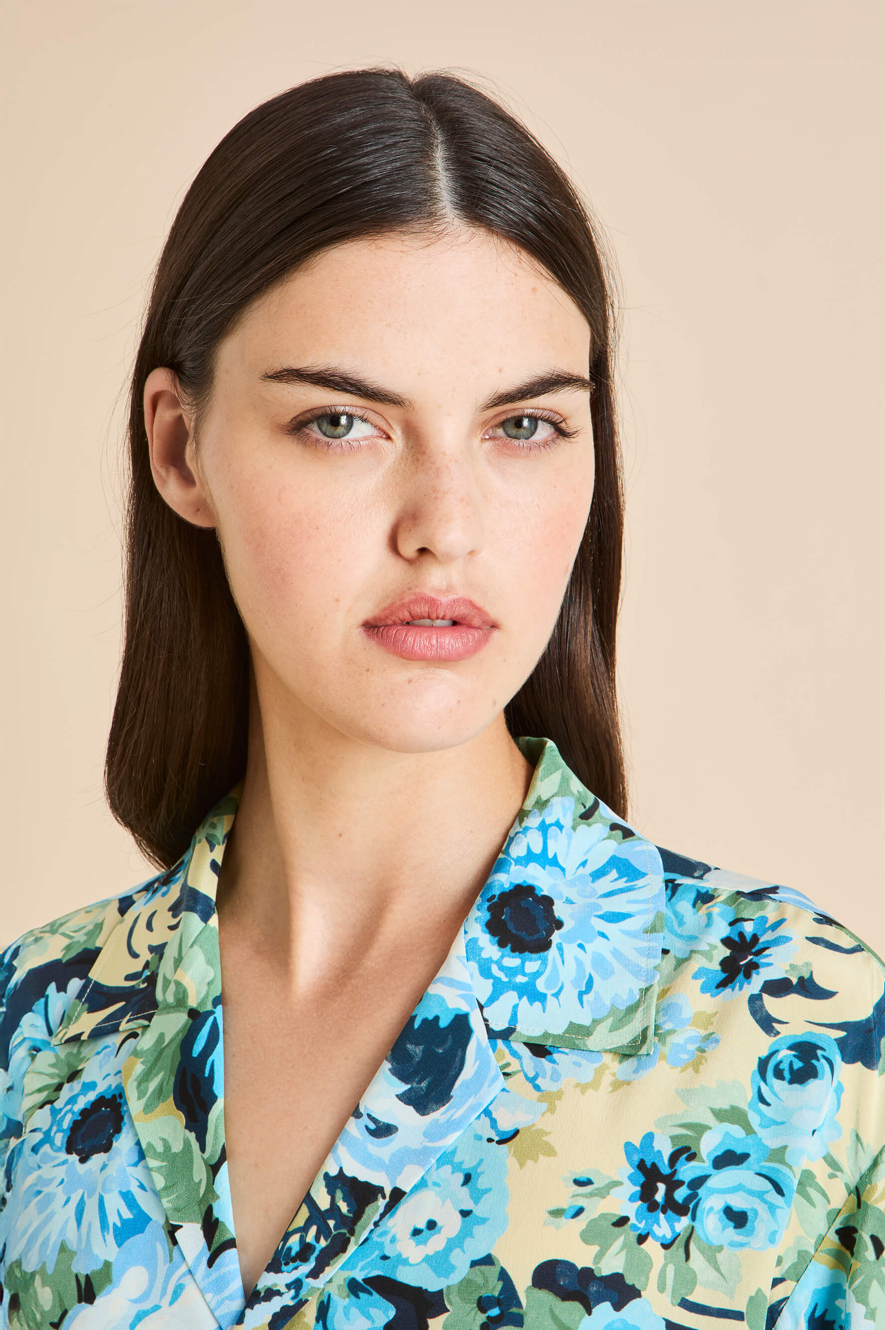 casablanca jardin blue floral pyjamas in silk crêpe de chine