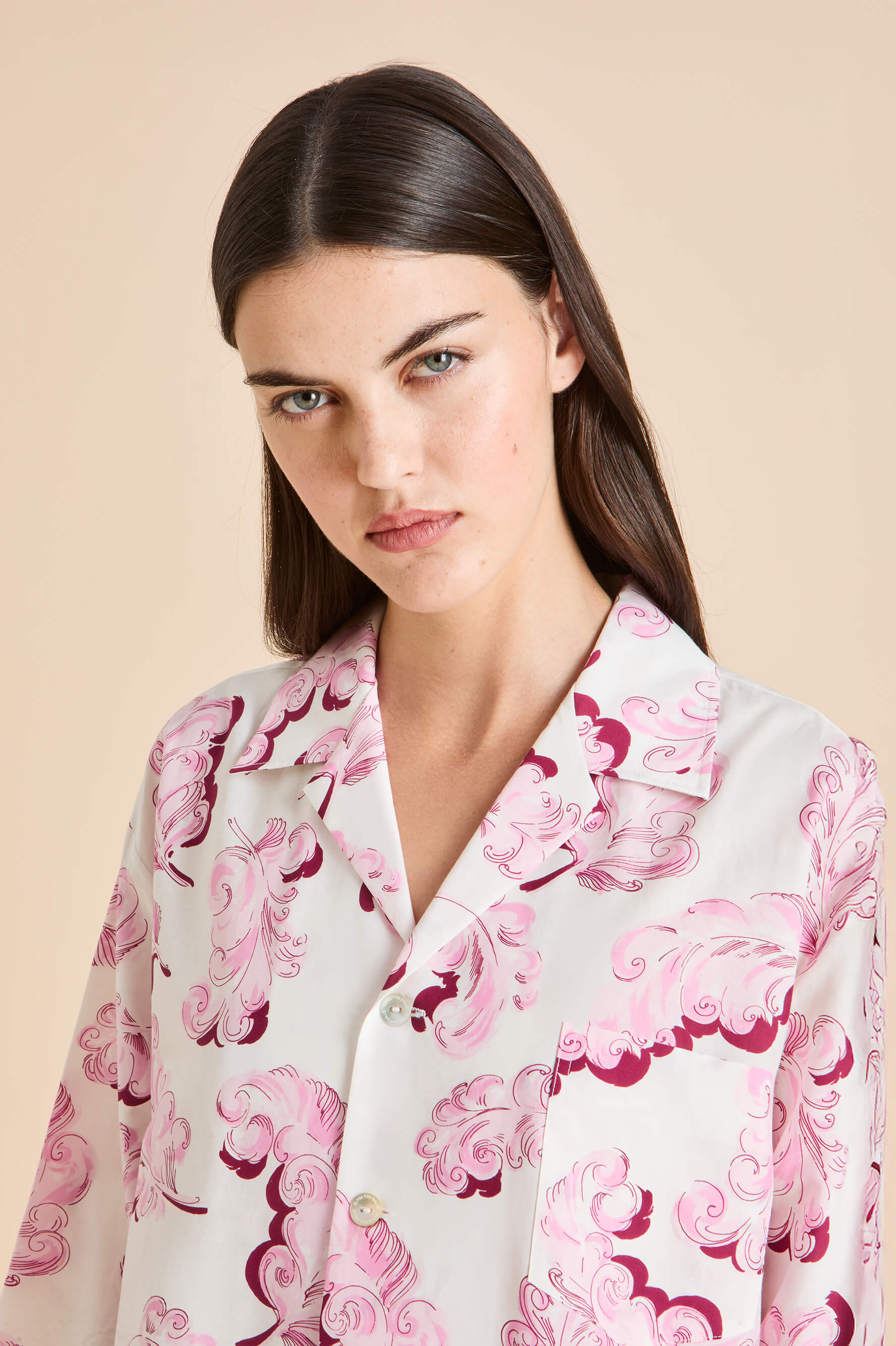 casablanca plume pink feather pyjamas in cotton-silk