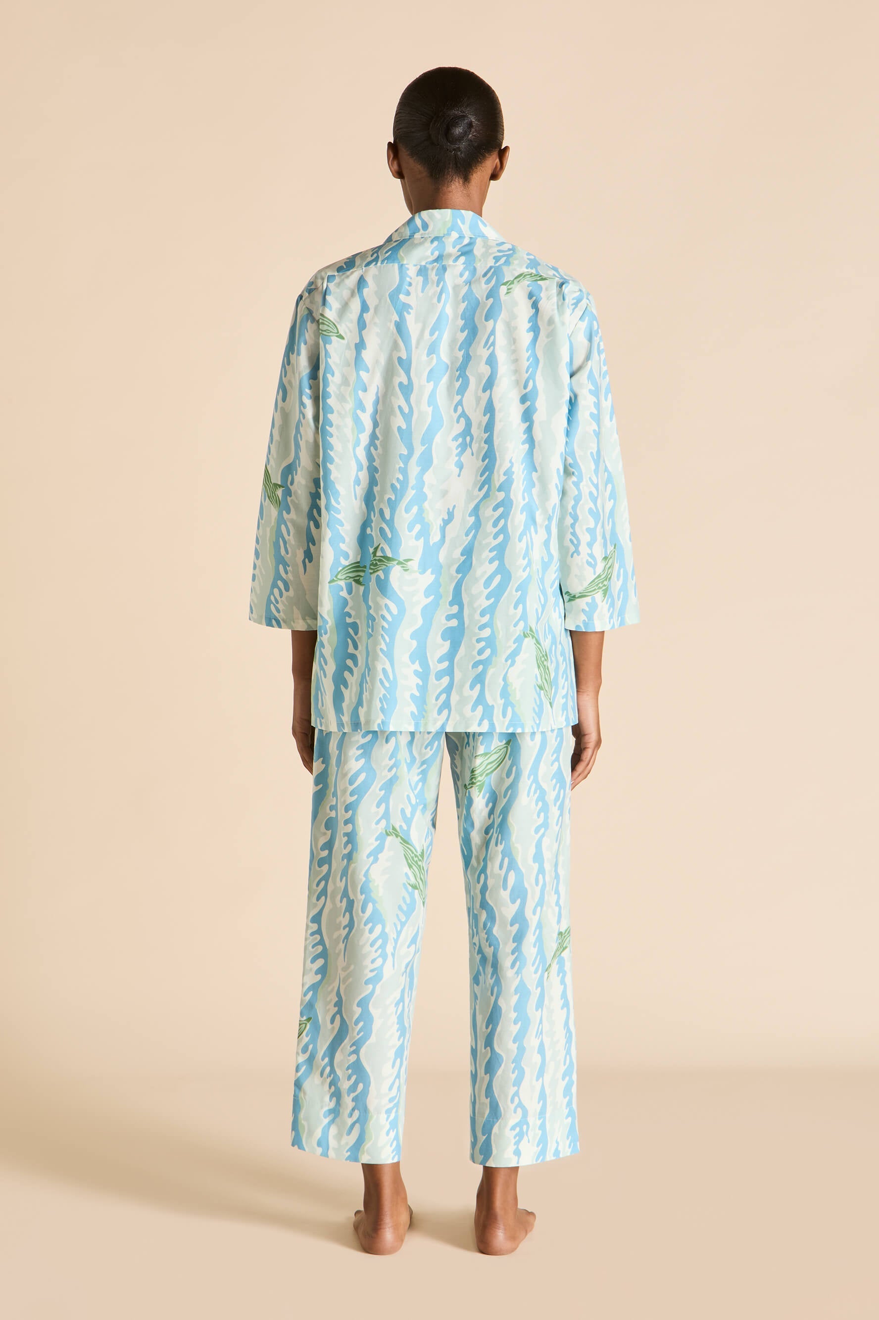 Casablanca Sirena Blue Wave Pyjamas in Cotton-Silk