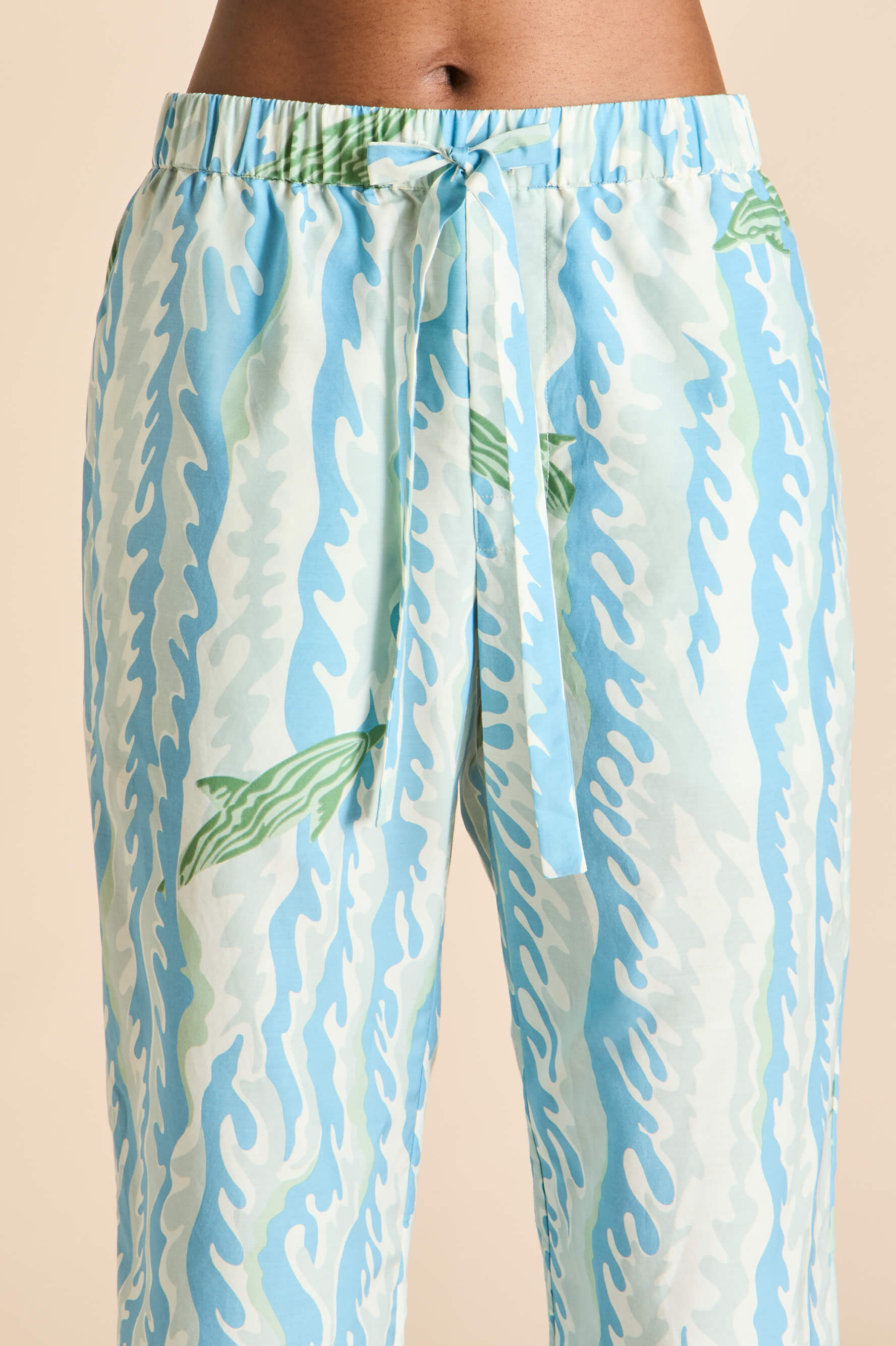 Casablanca Sirena Blue Wave Pyjamas in Cotton-Silk