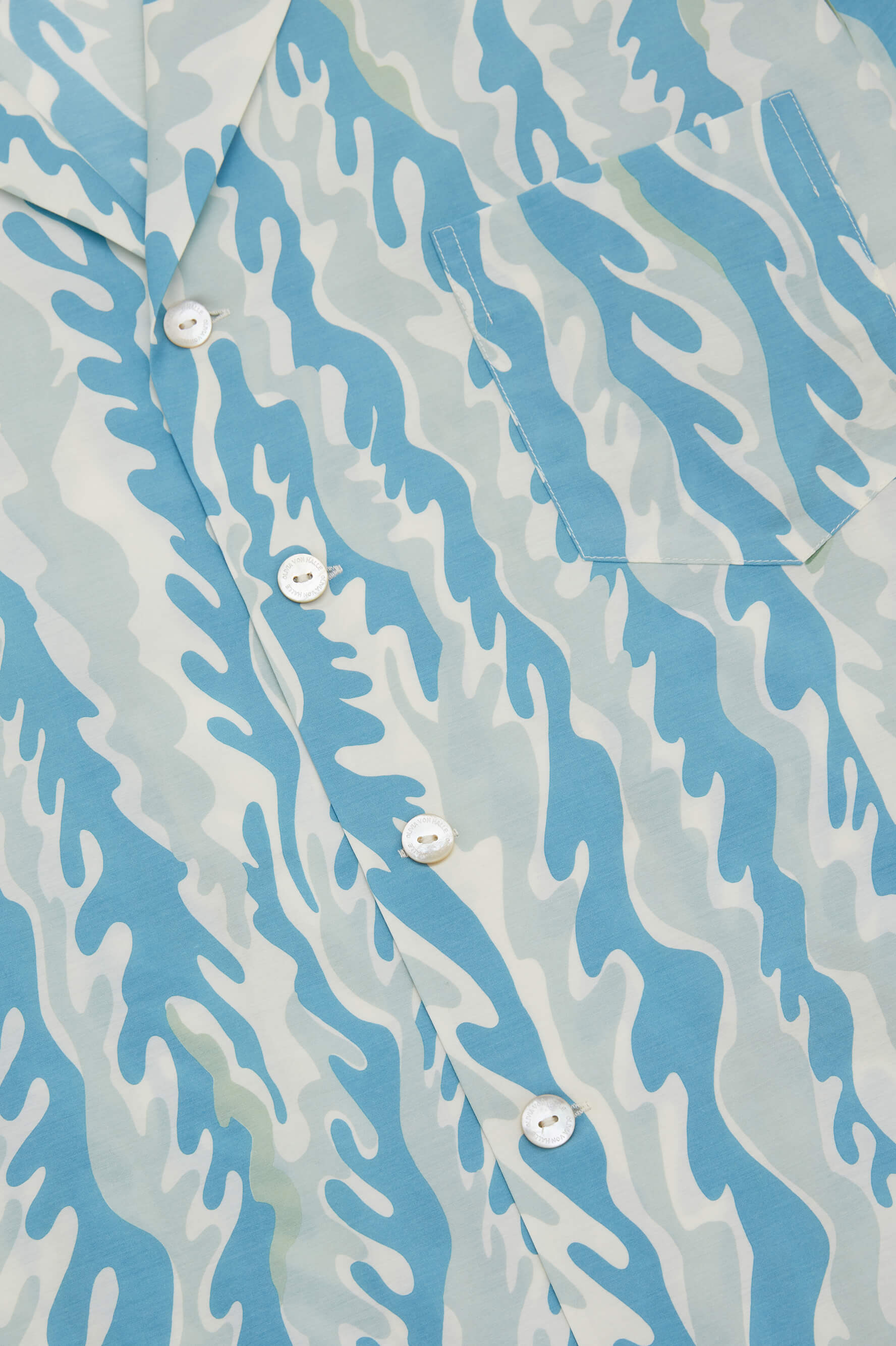 Casablanca Sirena Blue Wave Pyjamas in Cotton-Silk