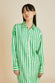 Celeste Piscis Green Stripe Nightshirt in Silk Twill