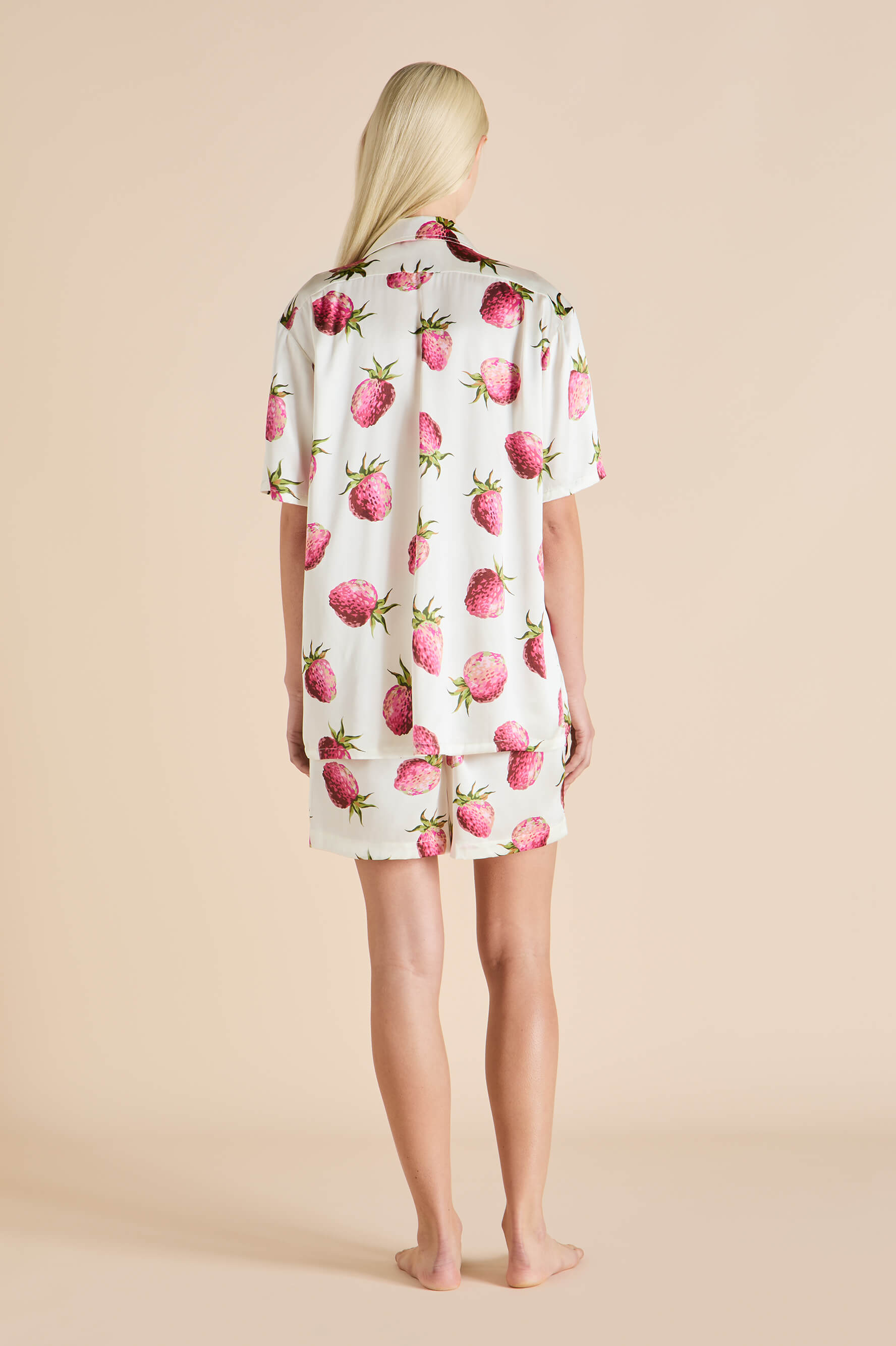 emeli blythe ivory strawberry pyjamas in silk satin
