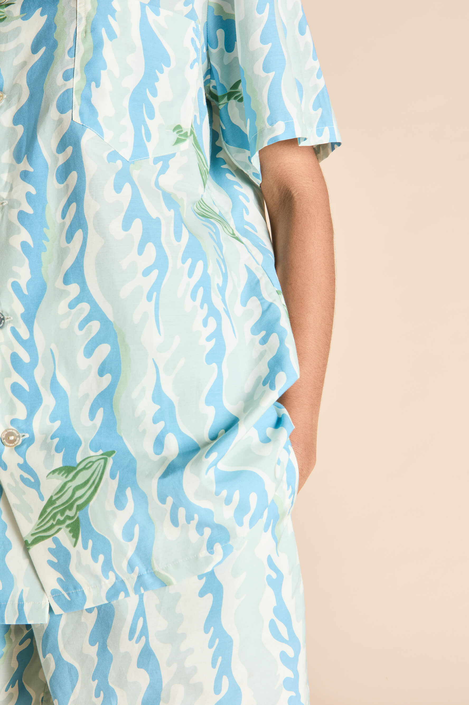 emeli sirena blue wave pyjamas in cotton-silk