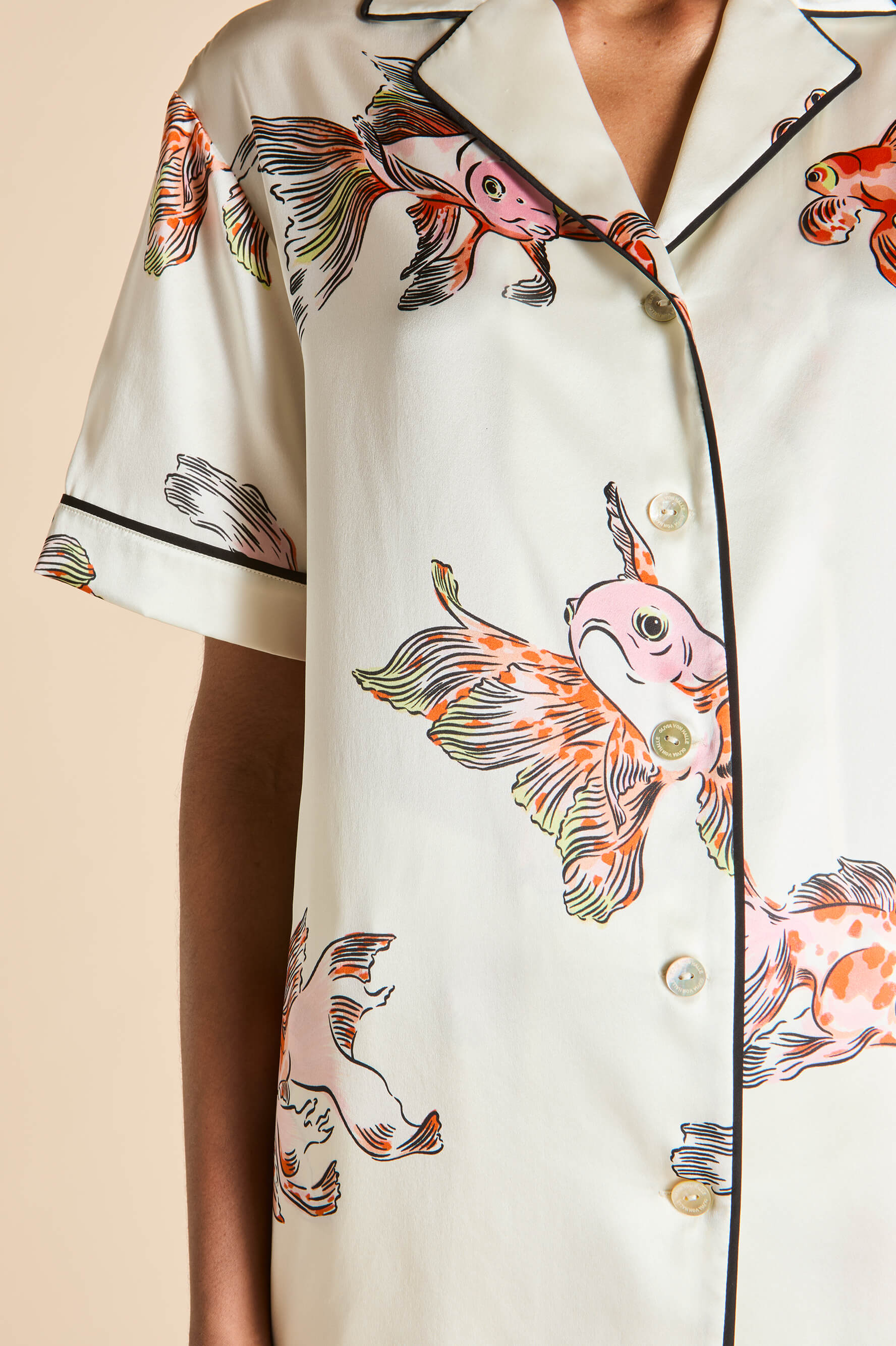 ingo cora ivory goldfish pyjamas in silk satin