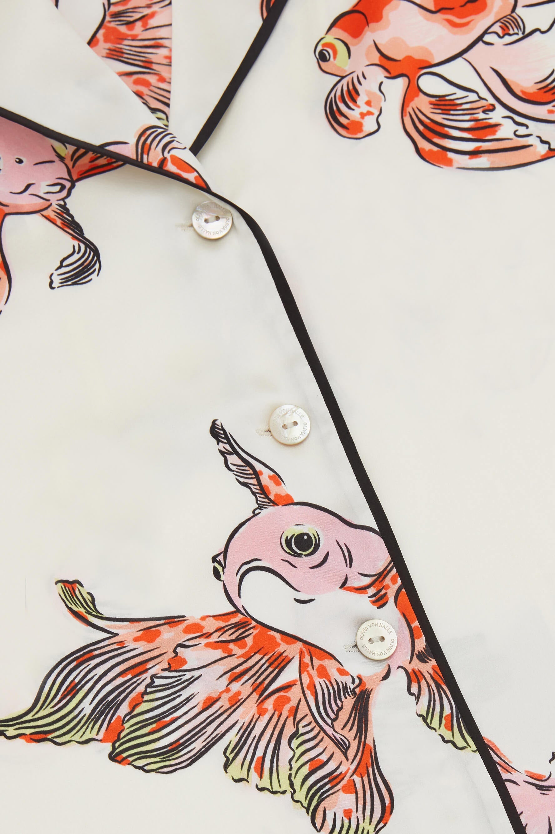 Ingo Cora Ivory Goldfish Pyjamas in Silk Satin