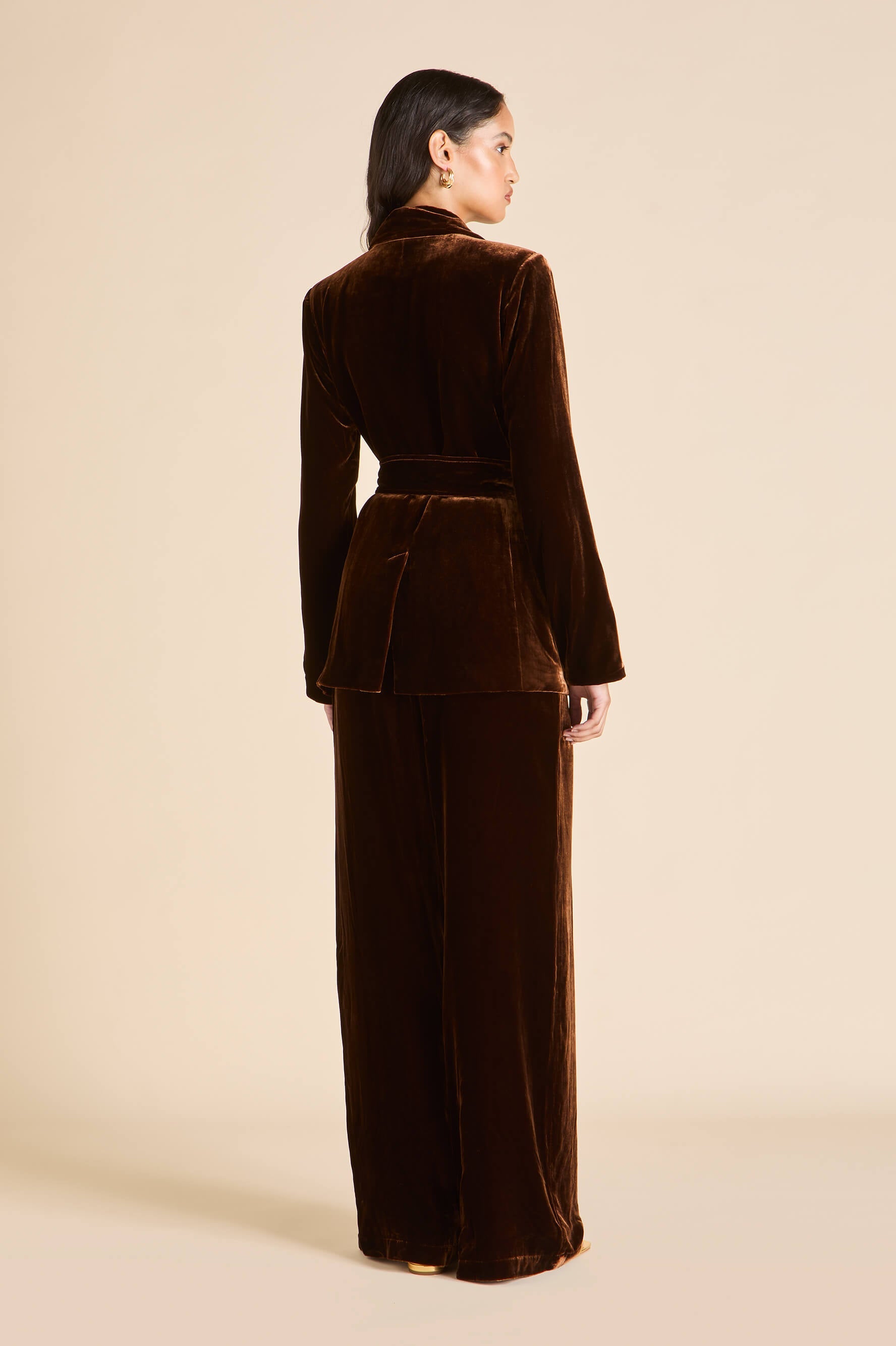 Jagger Walnut Brown Pyjamas in Silk Velvet
