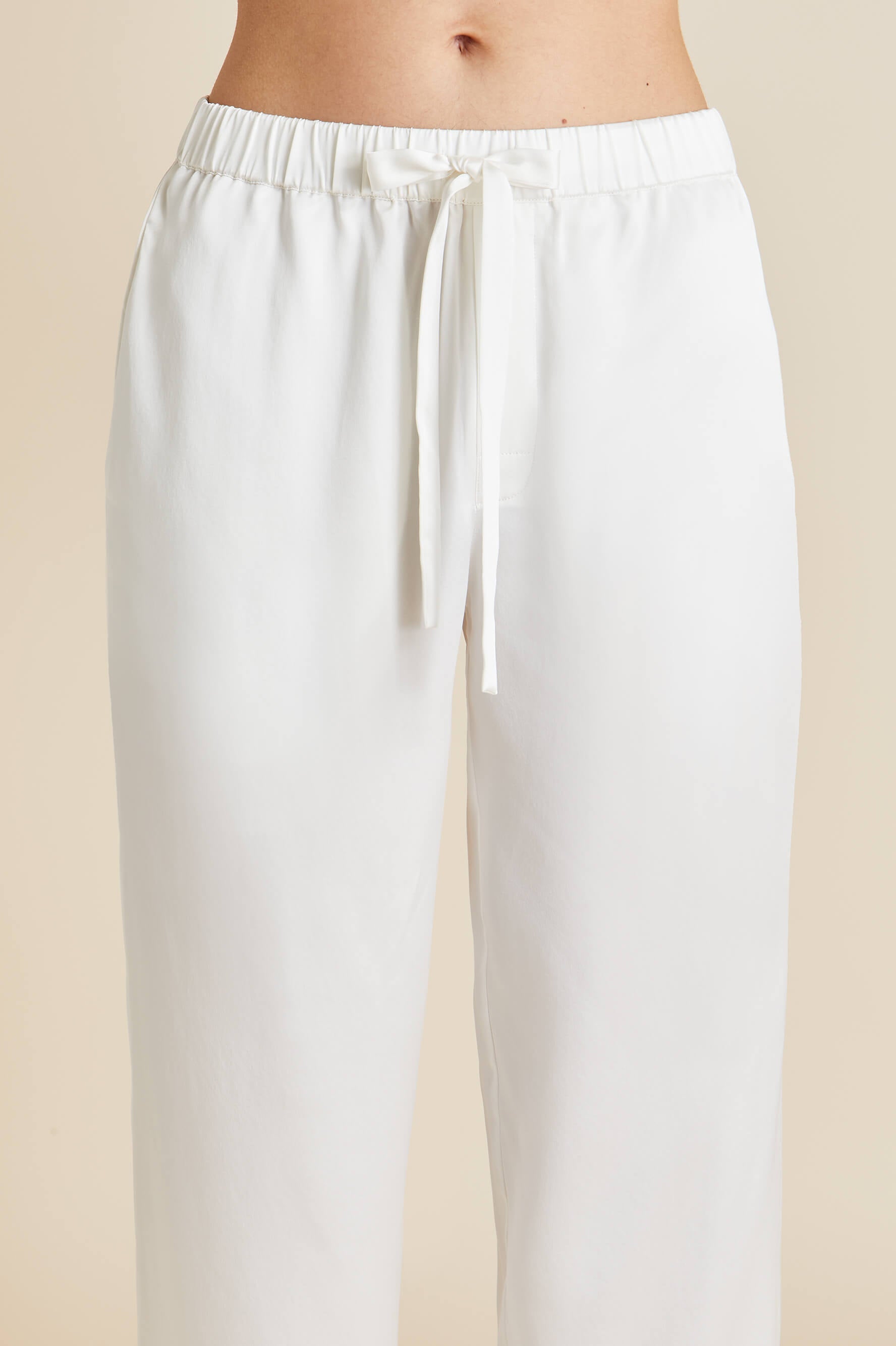 Yves Desire Ivory Pyjamas in Silk Satin