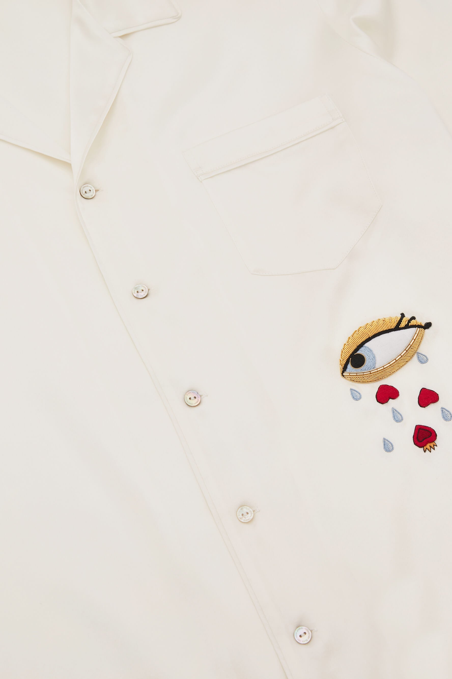 Yves Desire Ivory Pyjamas in Silk Satin